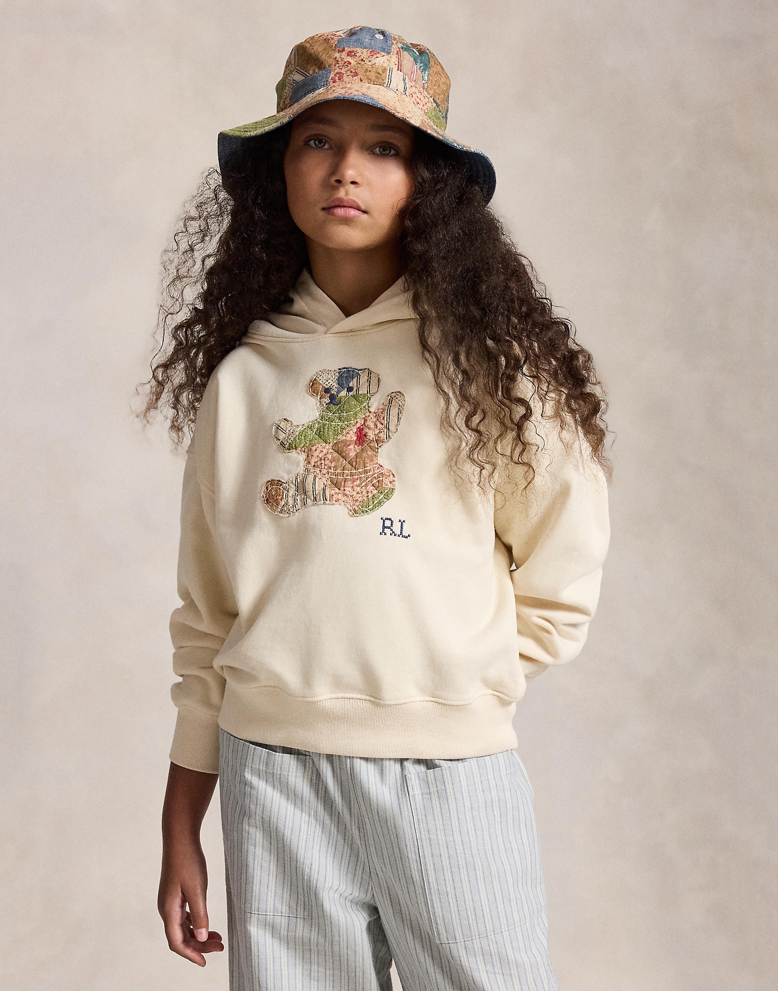 Patchwork Polo Bear French Terry Hoodie