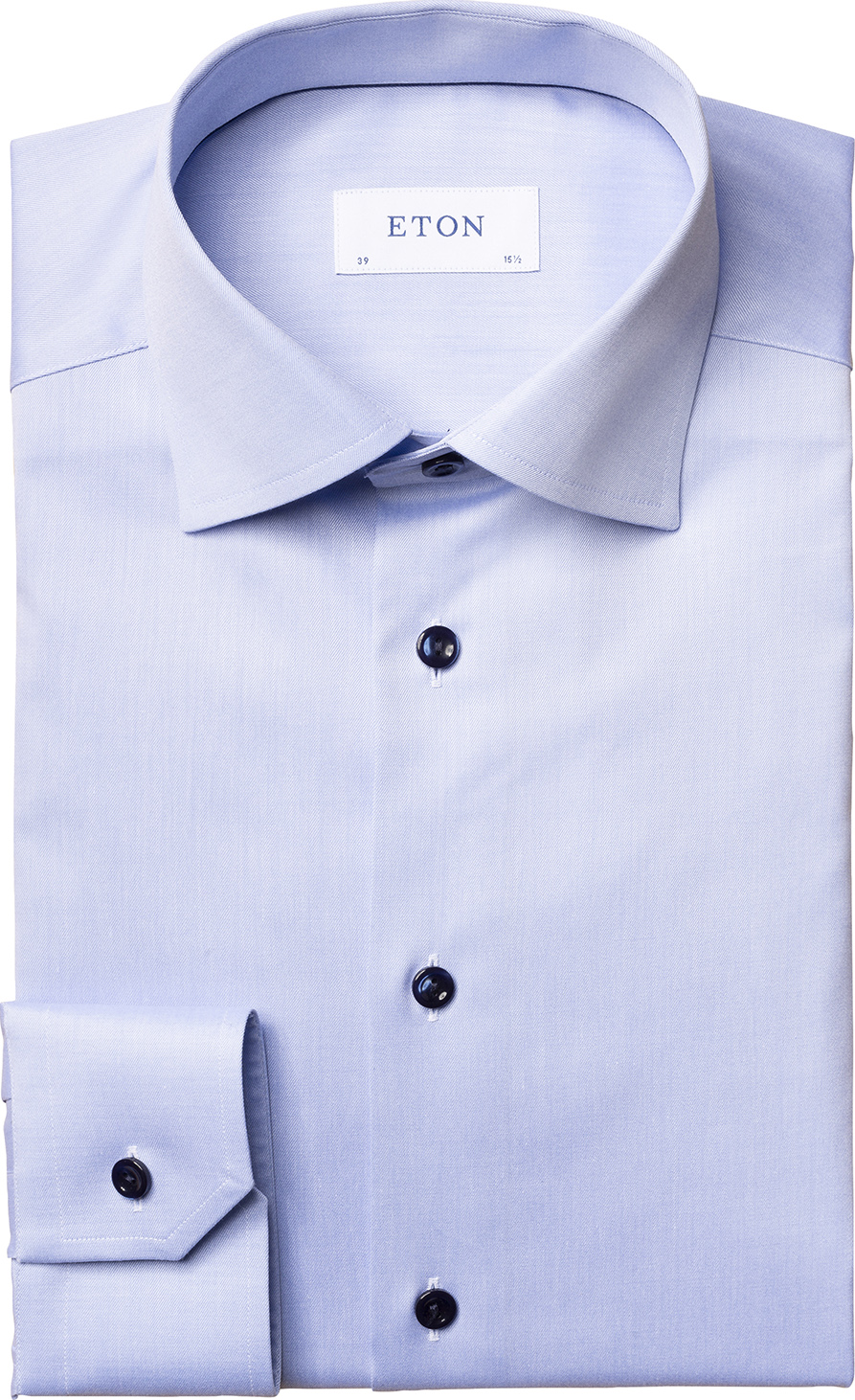 Blue Twill Shirt With Navy Details Slim Fit