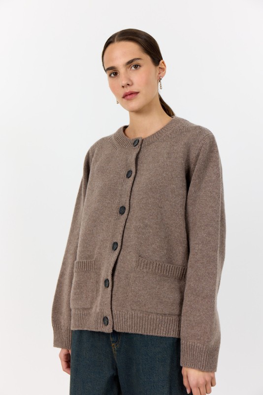 Lrperle 9 Cardigan Lys Brun