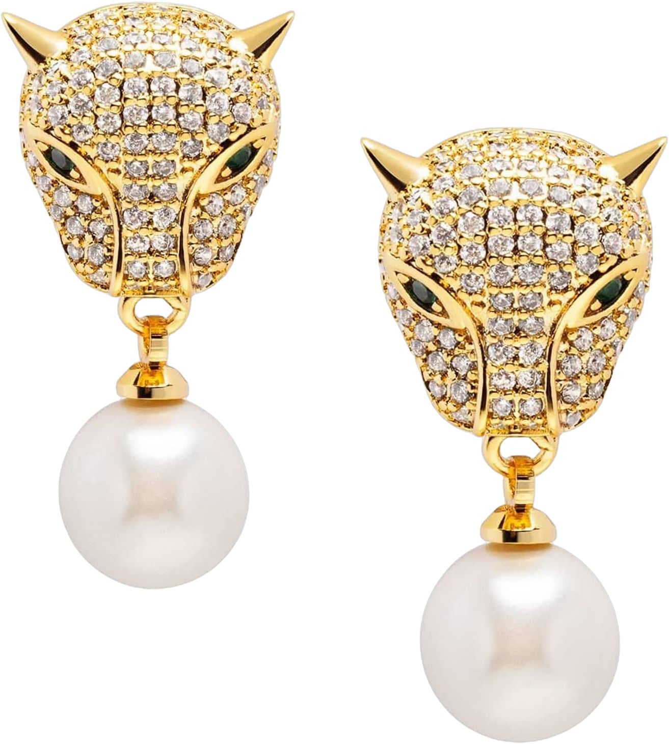 Women’s Panther Earring With Pearl Drop