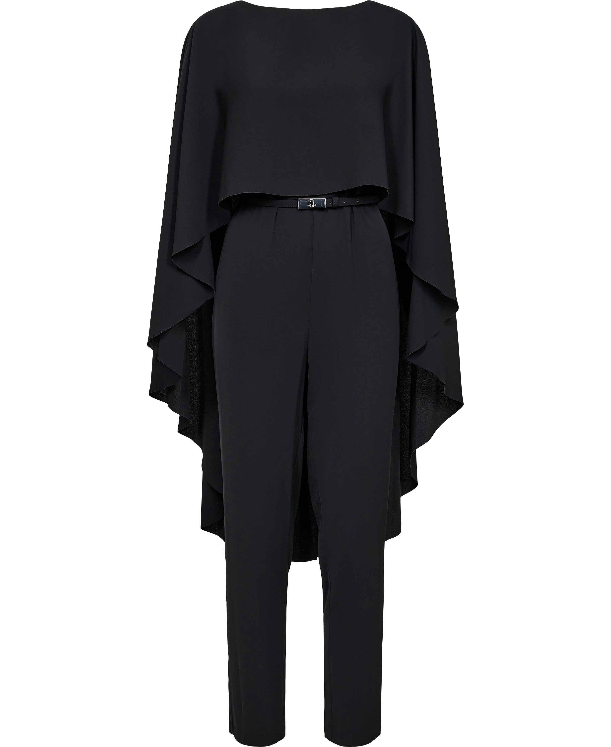 Belted Cape Georgette Jumpsuit