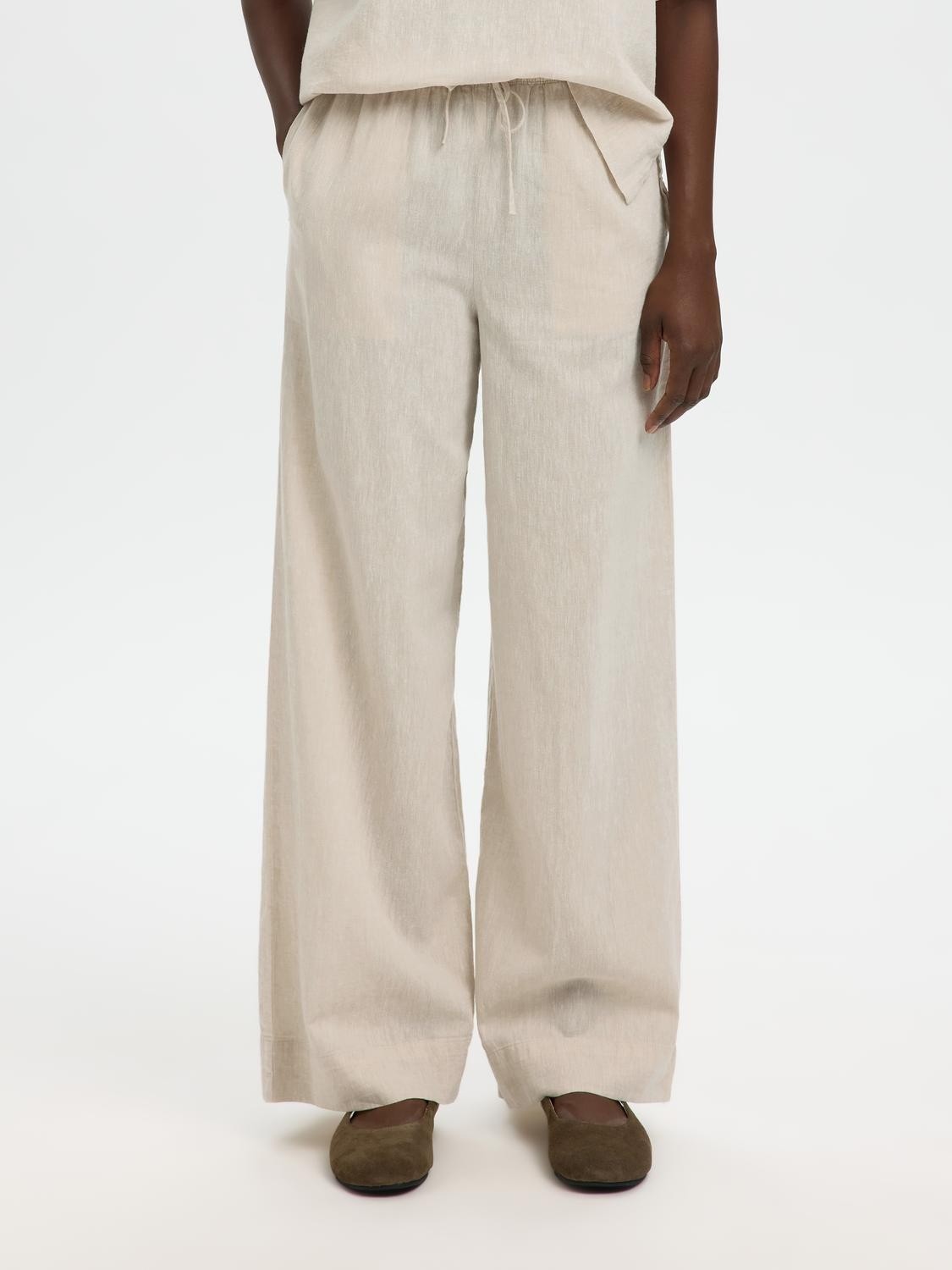 Slfluisa MW Wide Linen Blend Pant N