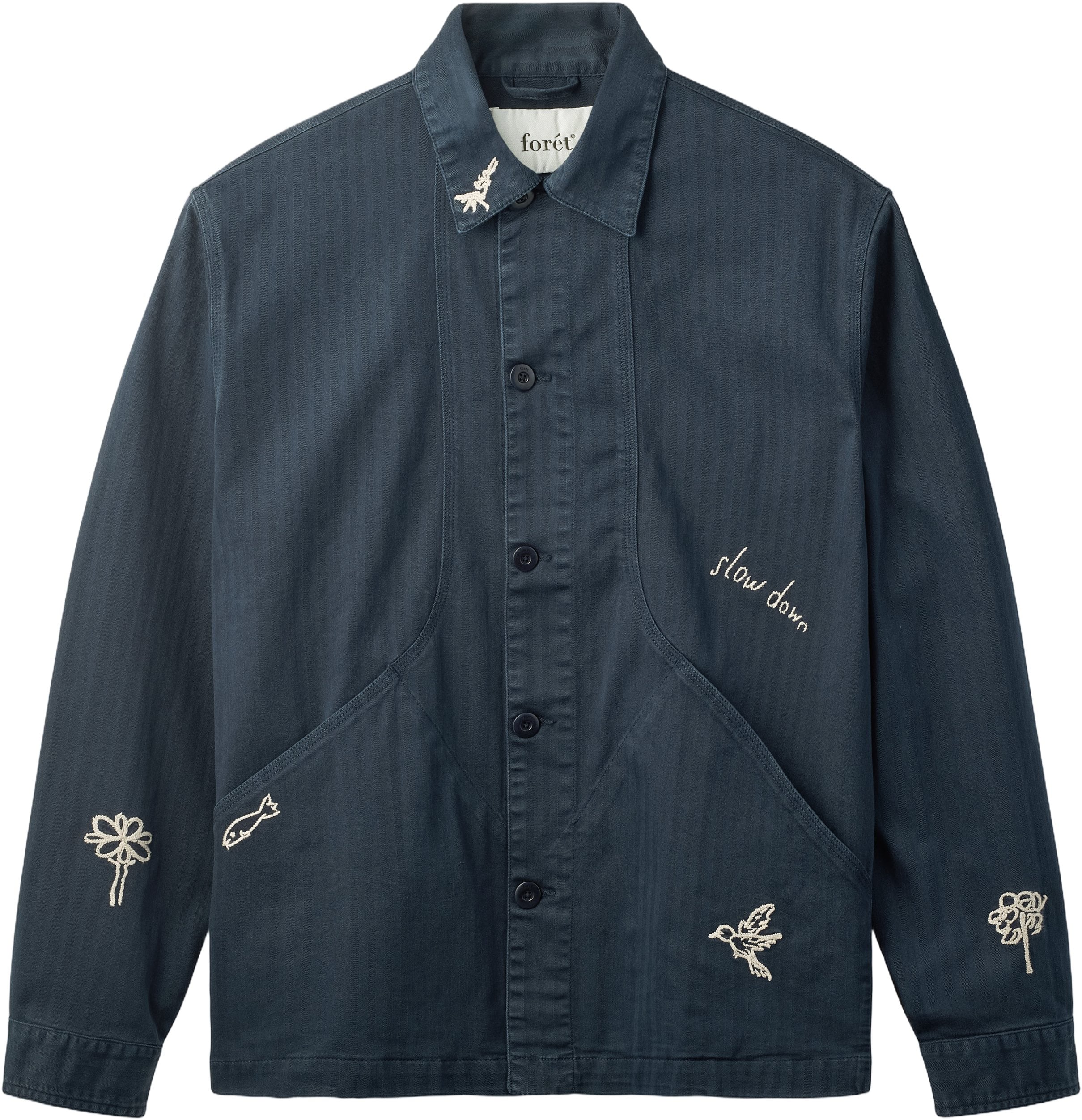Berry Herringbone Embroidery Oversh