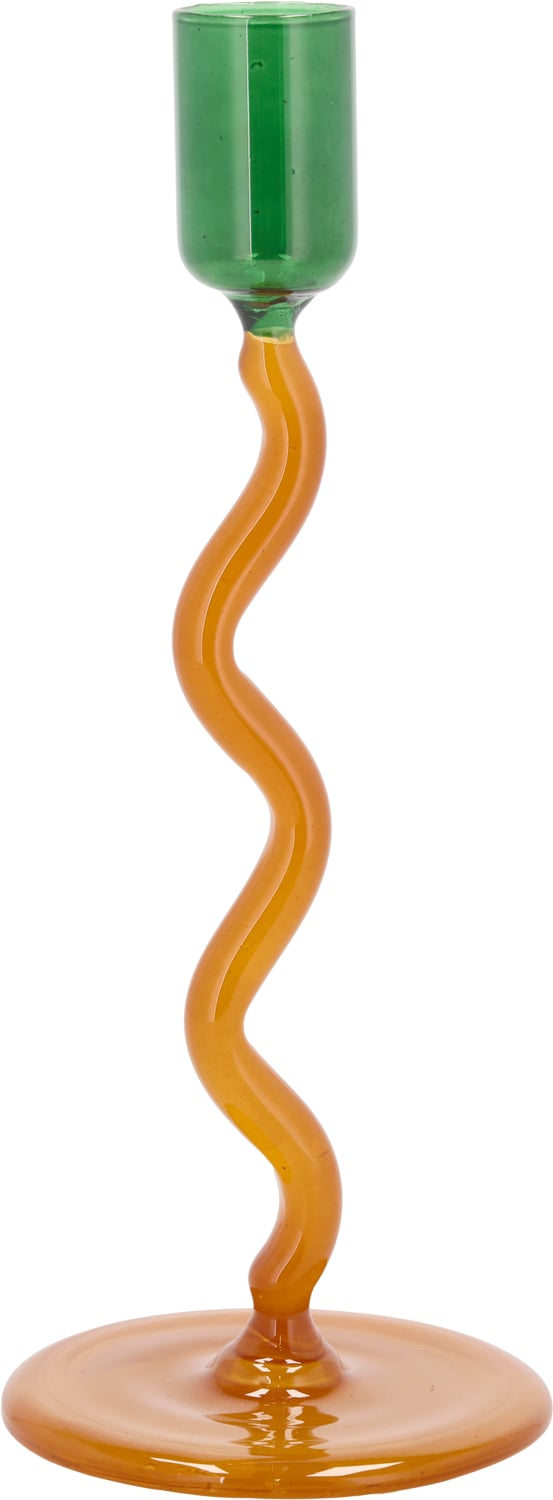 Lysestage Styles 7,8 x 19,6 cm Grøn/amber Glas