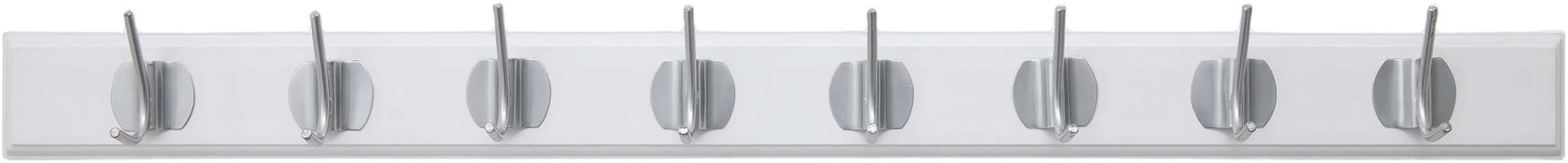 Edgy Coat Rack, 8 Hooks White w. Chrome Finish
