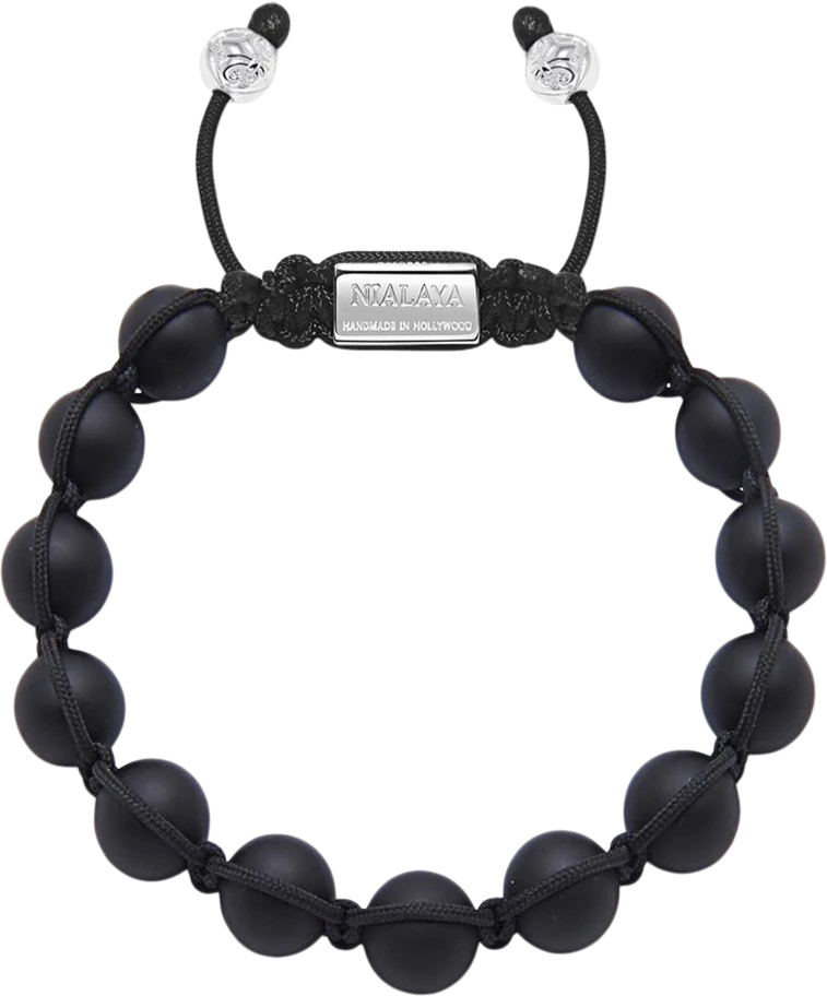 Men&# ; Beaded Bracelet With Stainless Steel And Matte Onyx