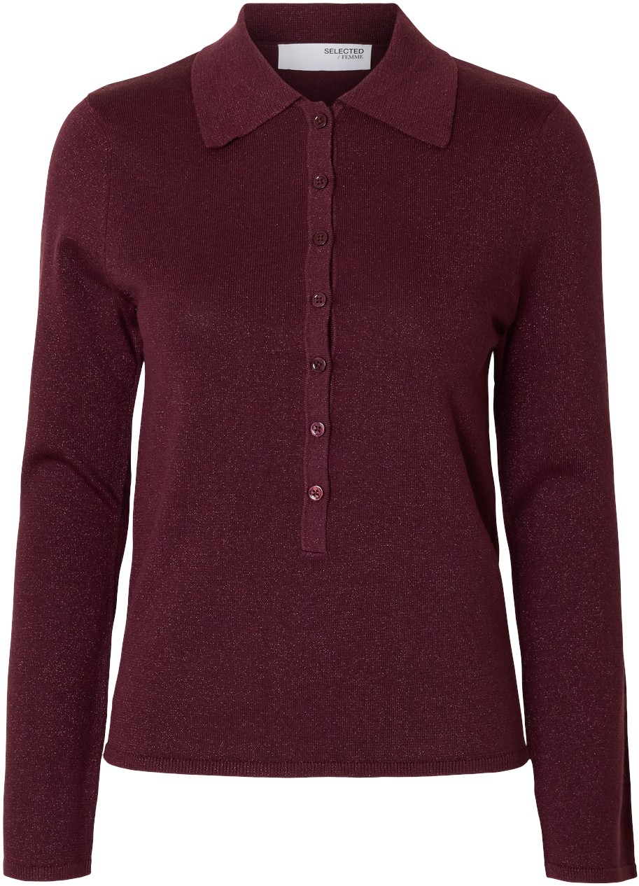 Slflura LS Slim Knit Collar Neck