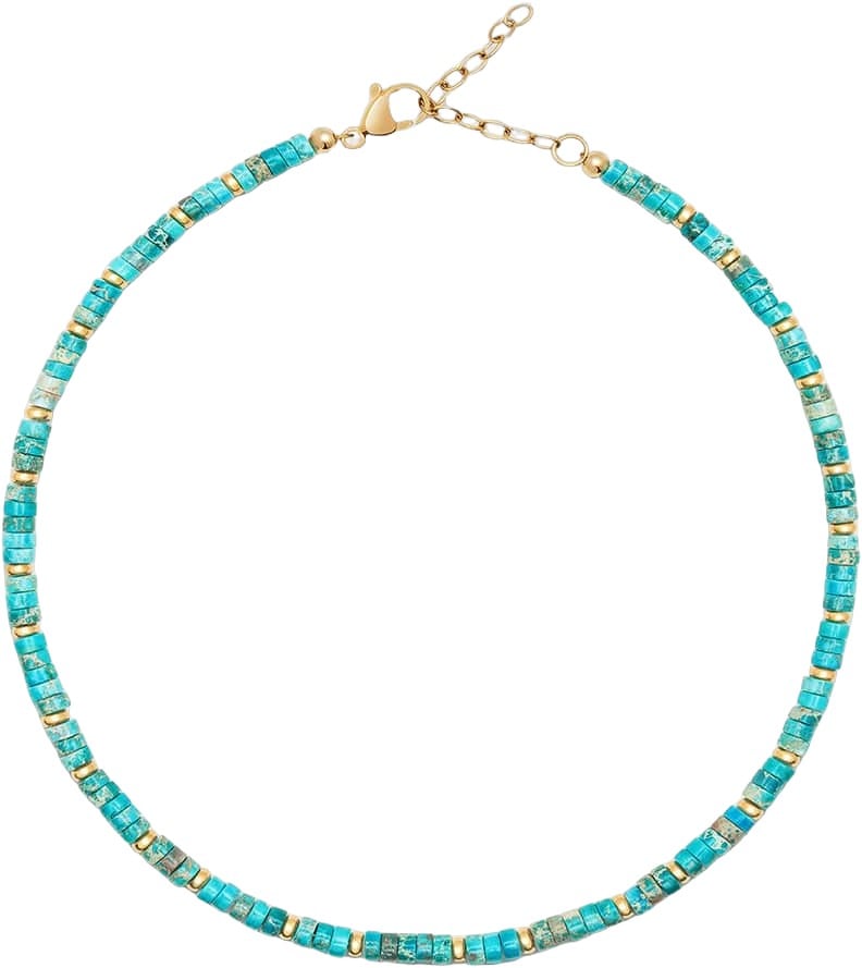 Women’s Heishi Turquoise Choker With Gold