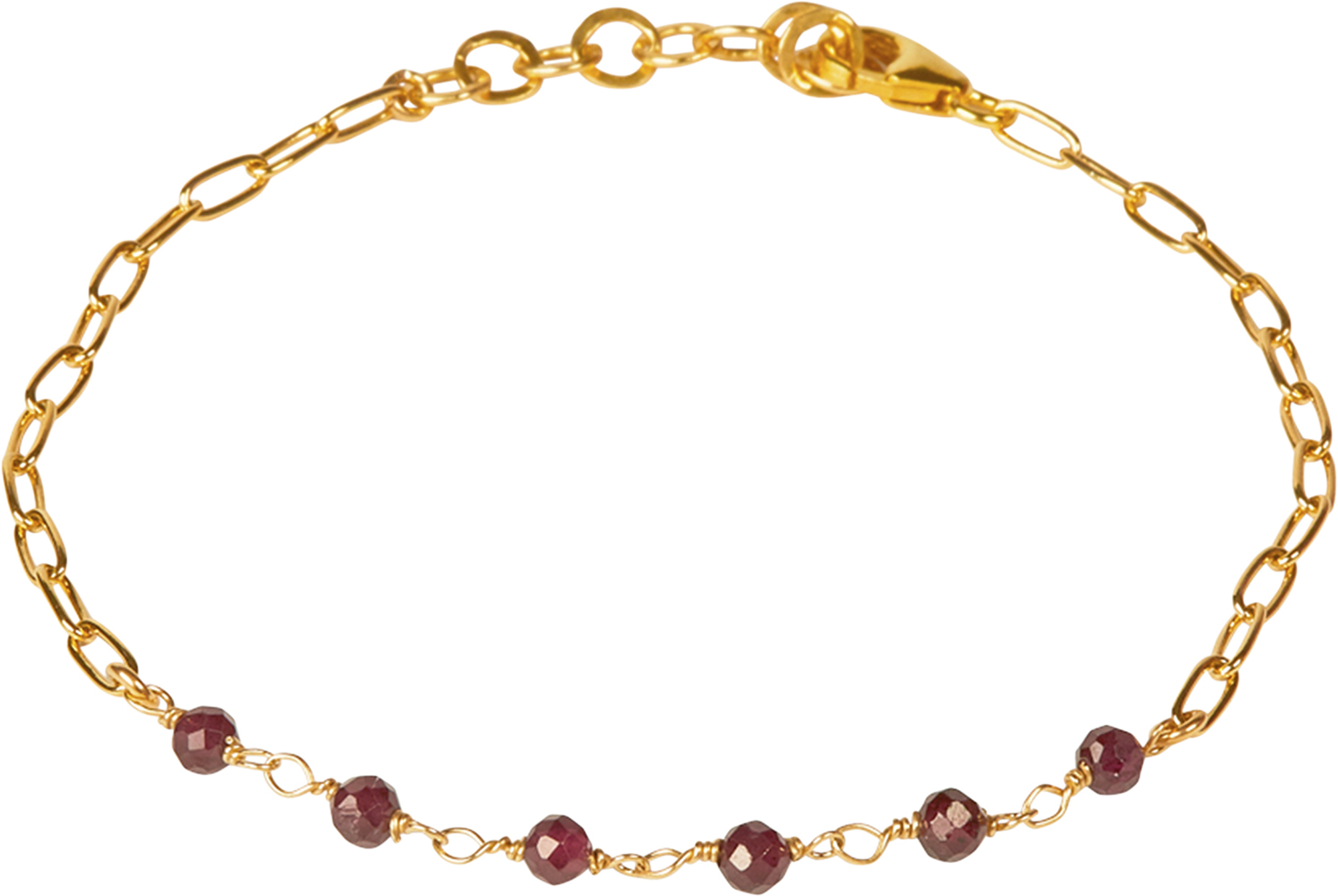 Daisy Red Garnet Bracelet Gold