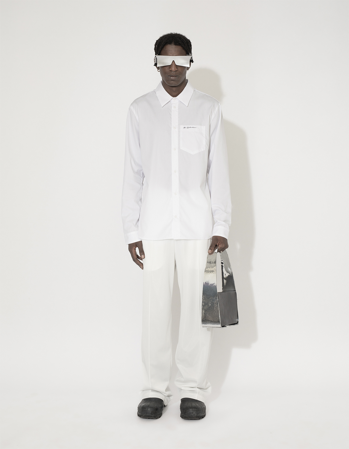 Cotton Poplin Script Logo Long Sleeve Shirt