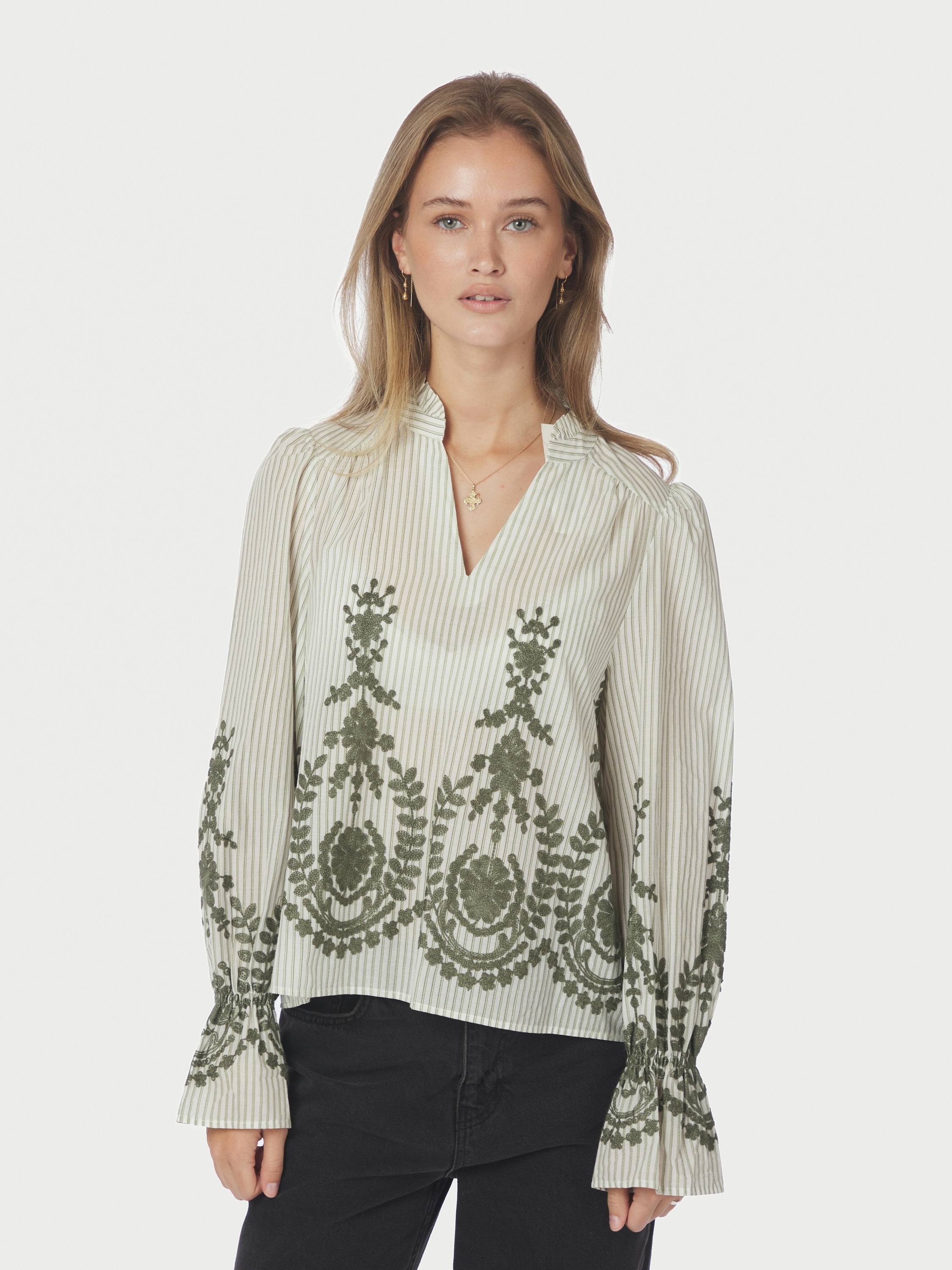 Amara Stripe Emb Blouse