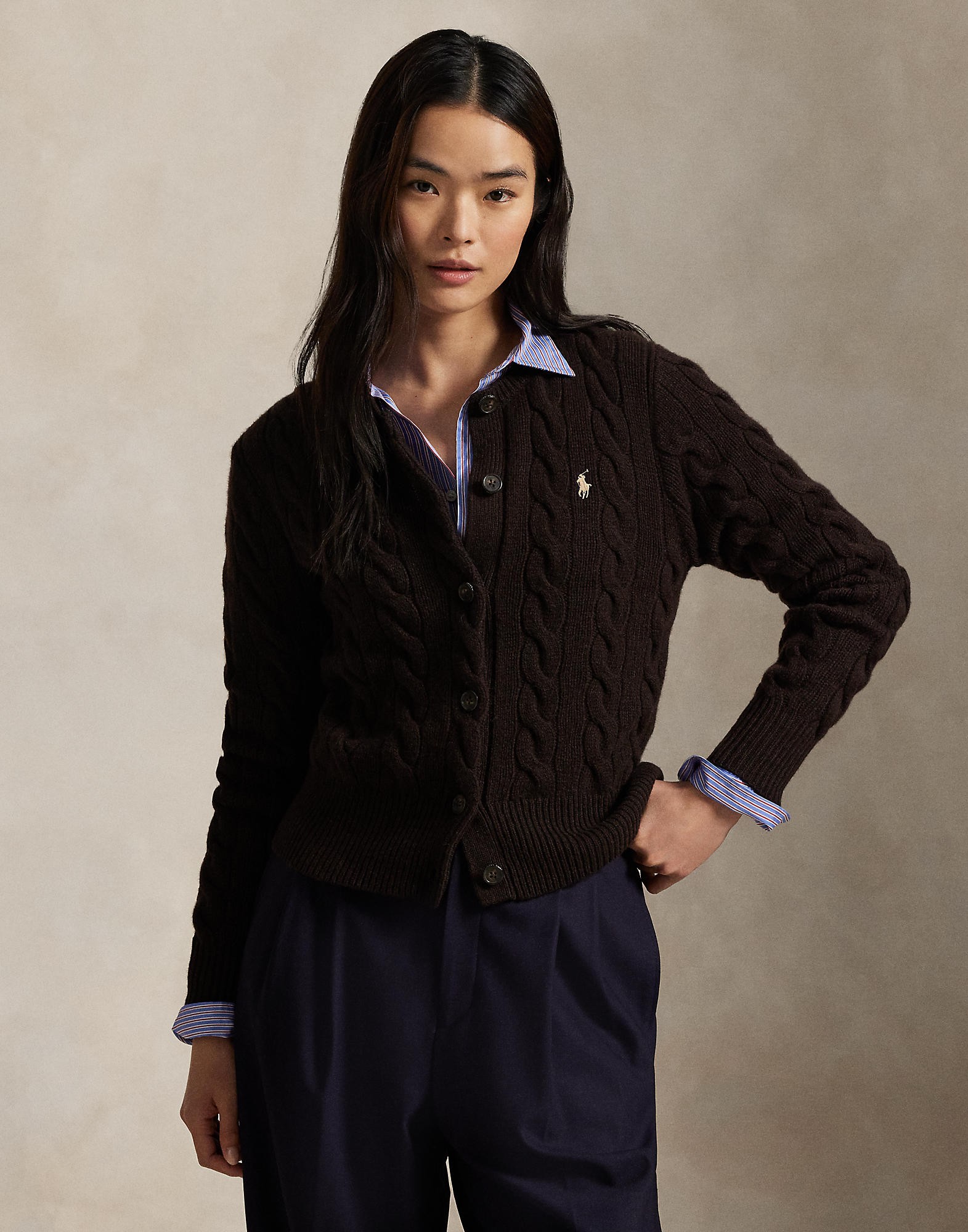 Cableknit Wool-cashmere Cardigan