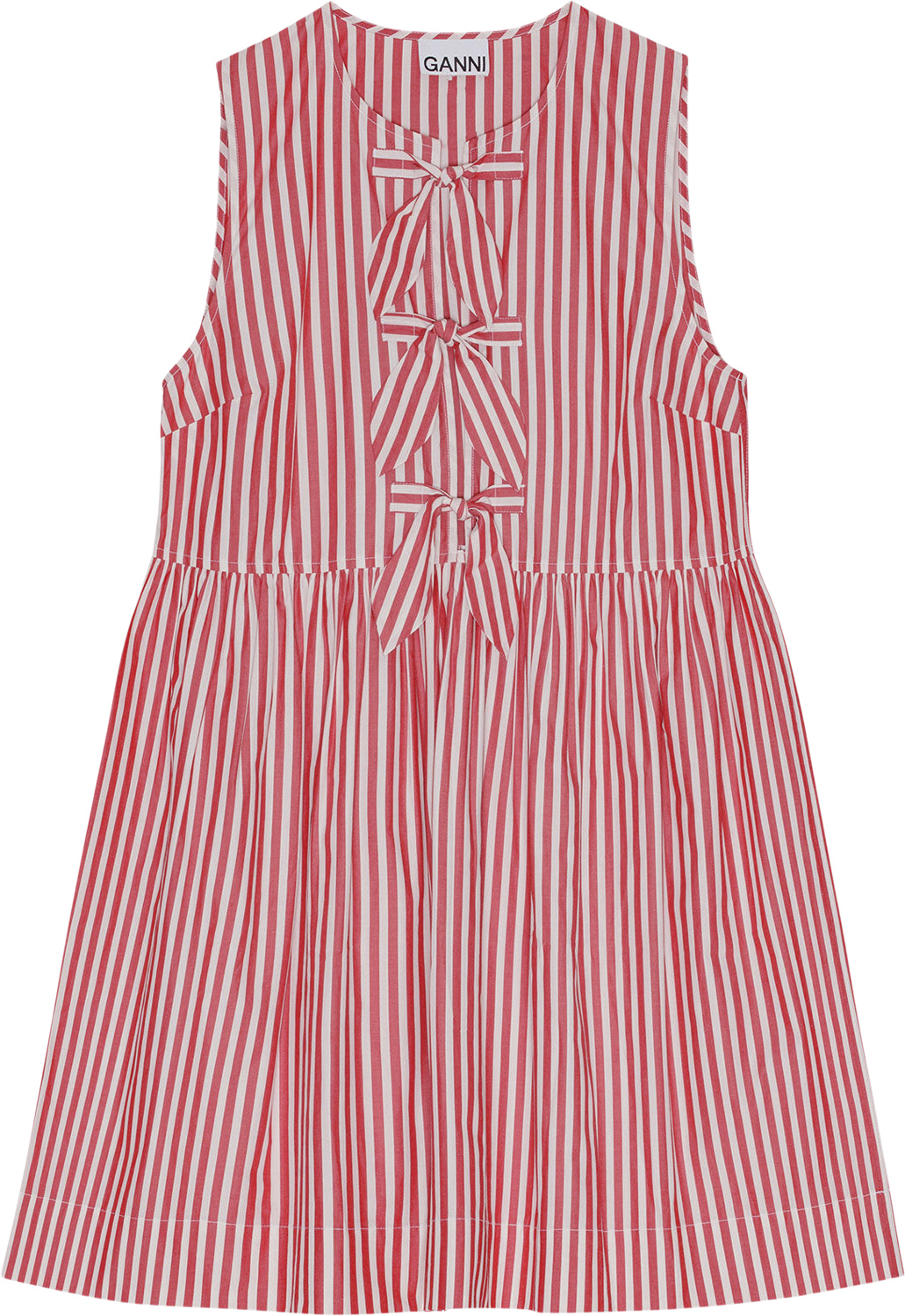 Stripe Cotton Mini Bow Tie Dress