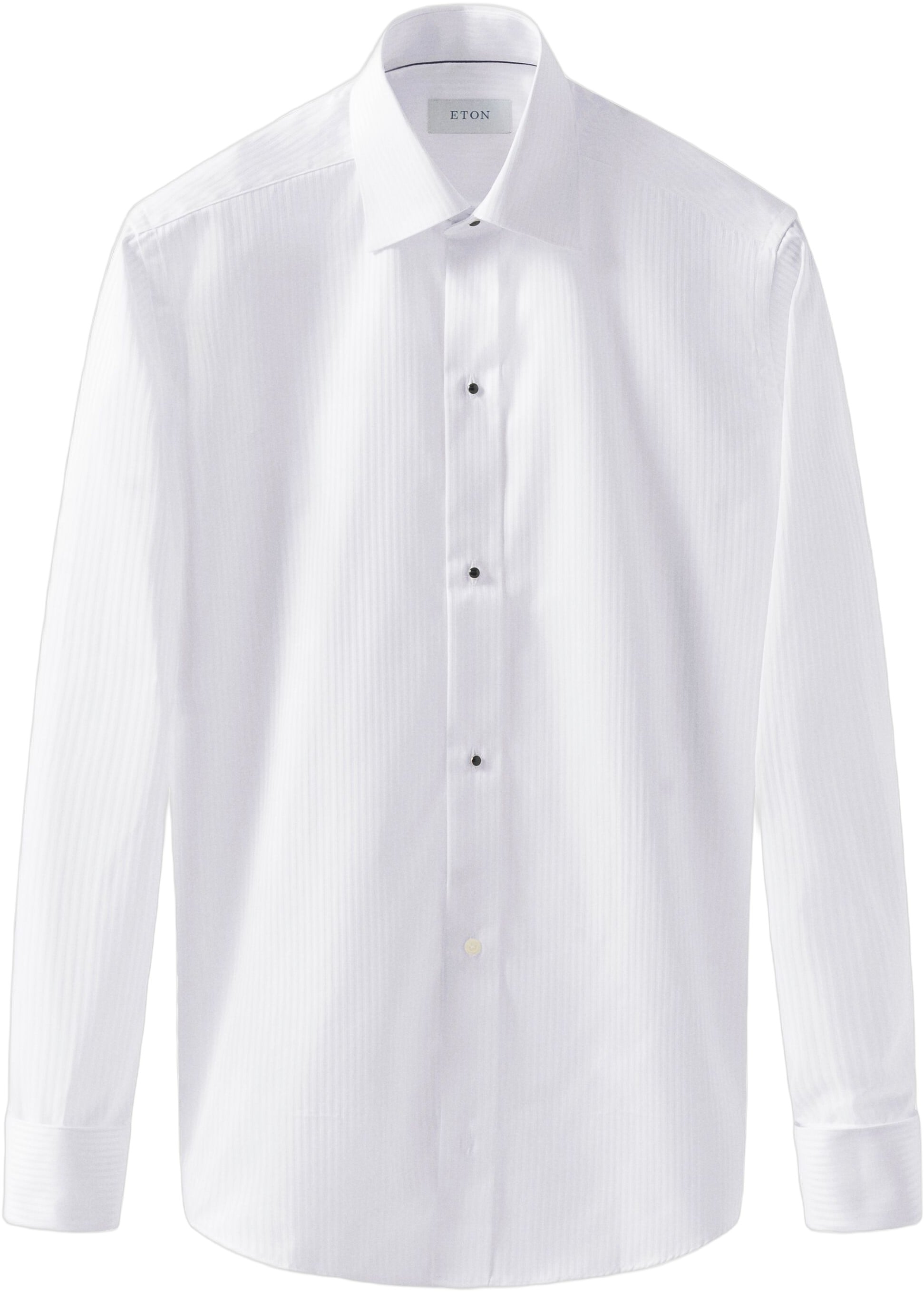 White Striped Satin Tuxedo Shirt Contemporary Fit