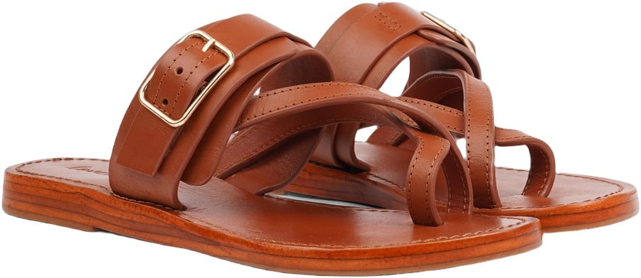 Olio Adjustable Leather Sandal W/ Large Buckle