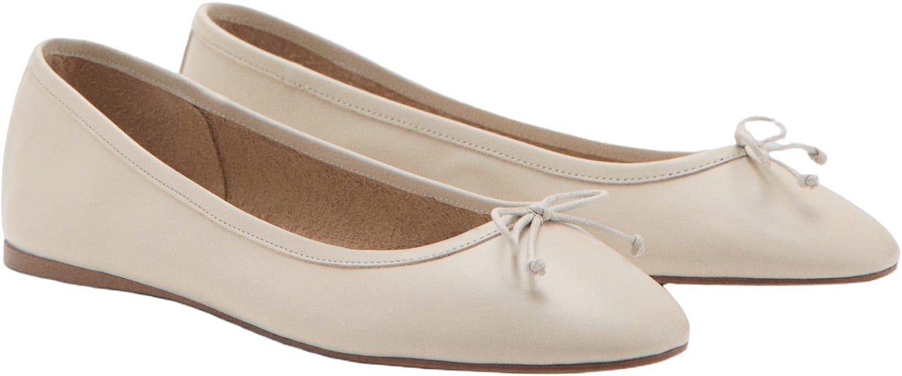 Leather Ballet Flats With bow