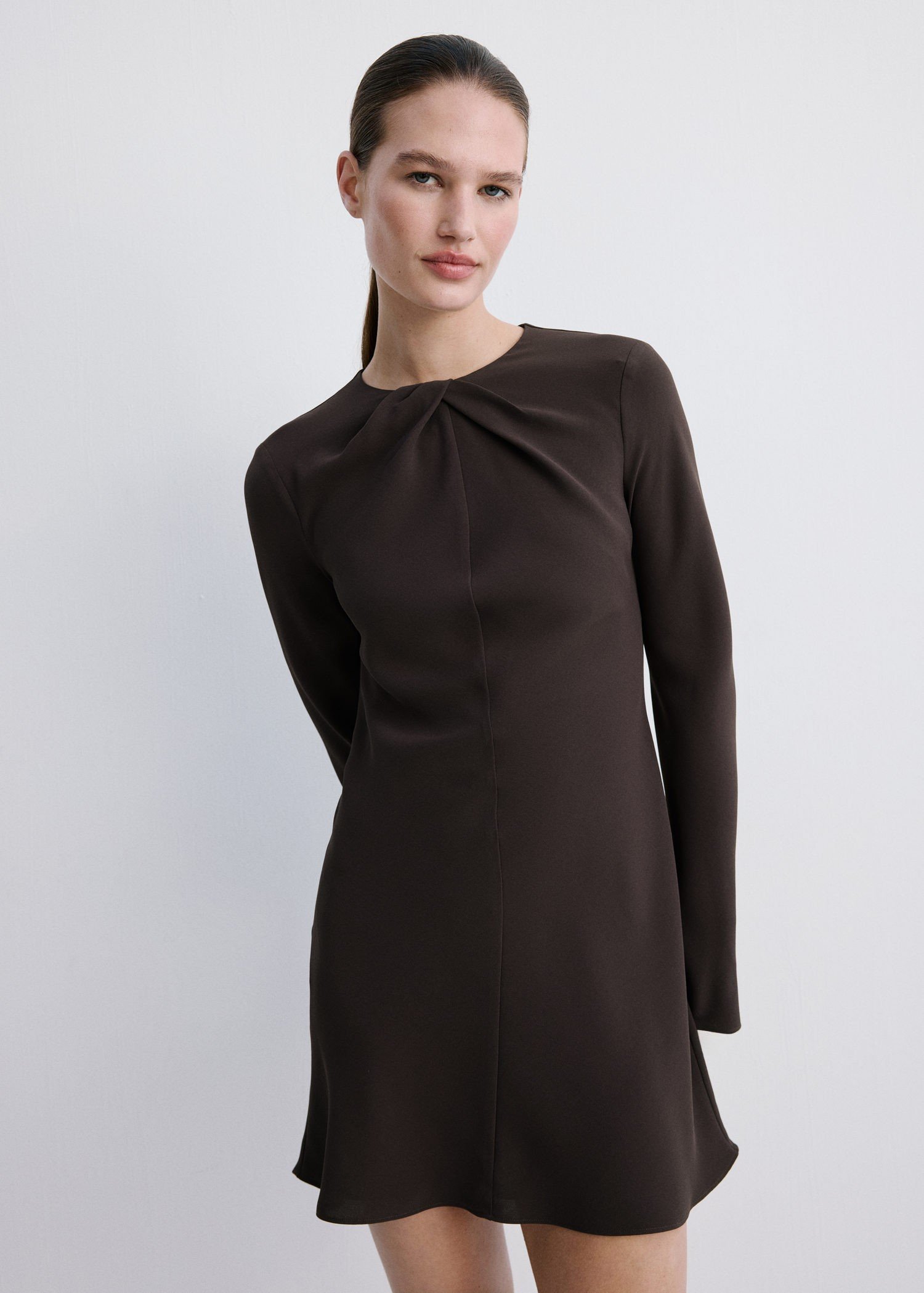 Longsleeved Dress With Draped Neck