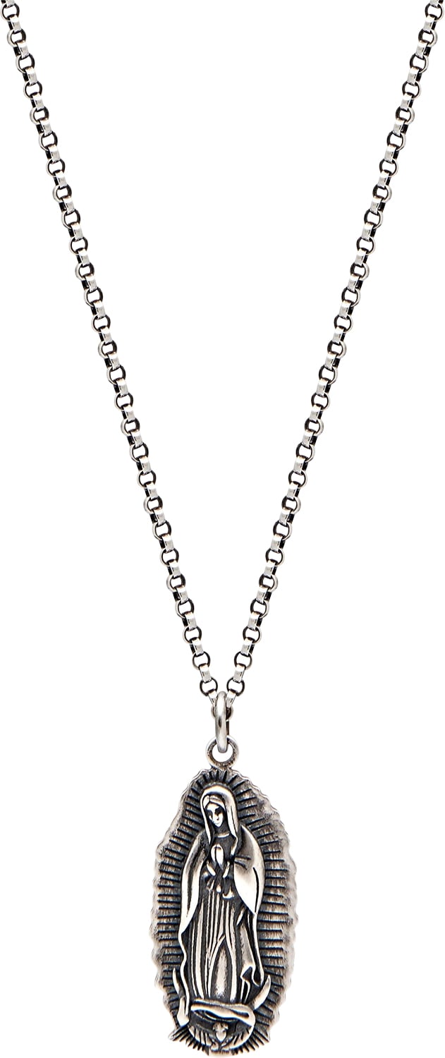 Men's Stainless Steel Necklace With Our Lady of Guadalupe Pendant