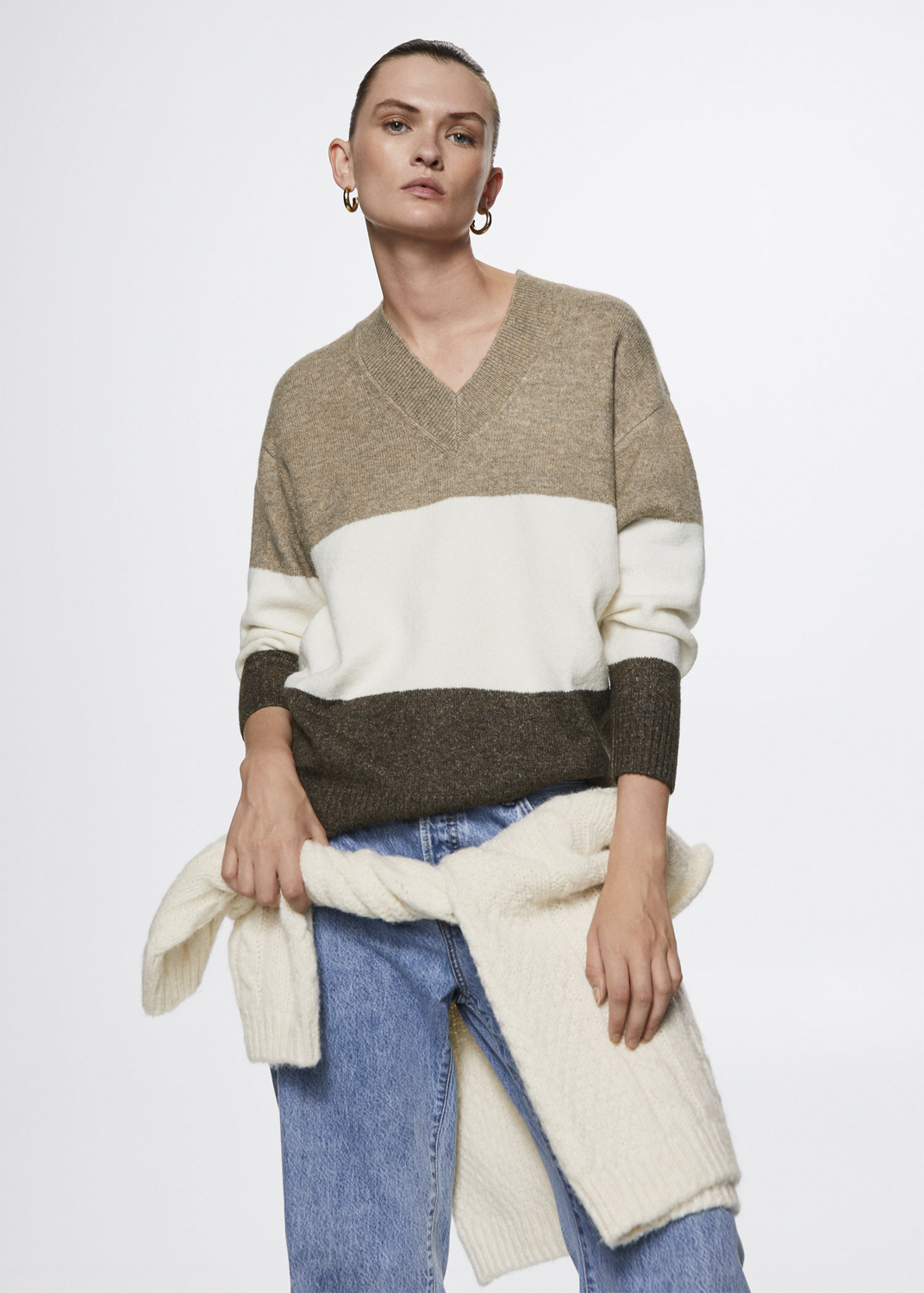 Mixed Vneck Sweater Fra Mango