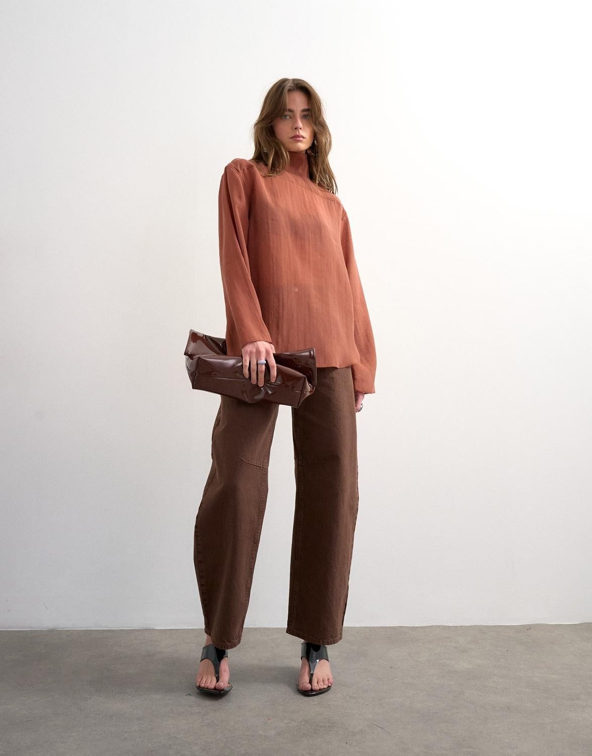 Tsesmee LS Button Back Shirt WVN