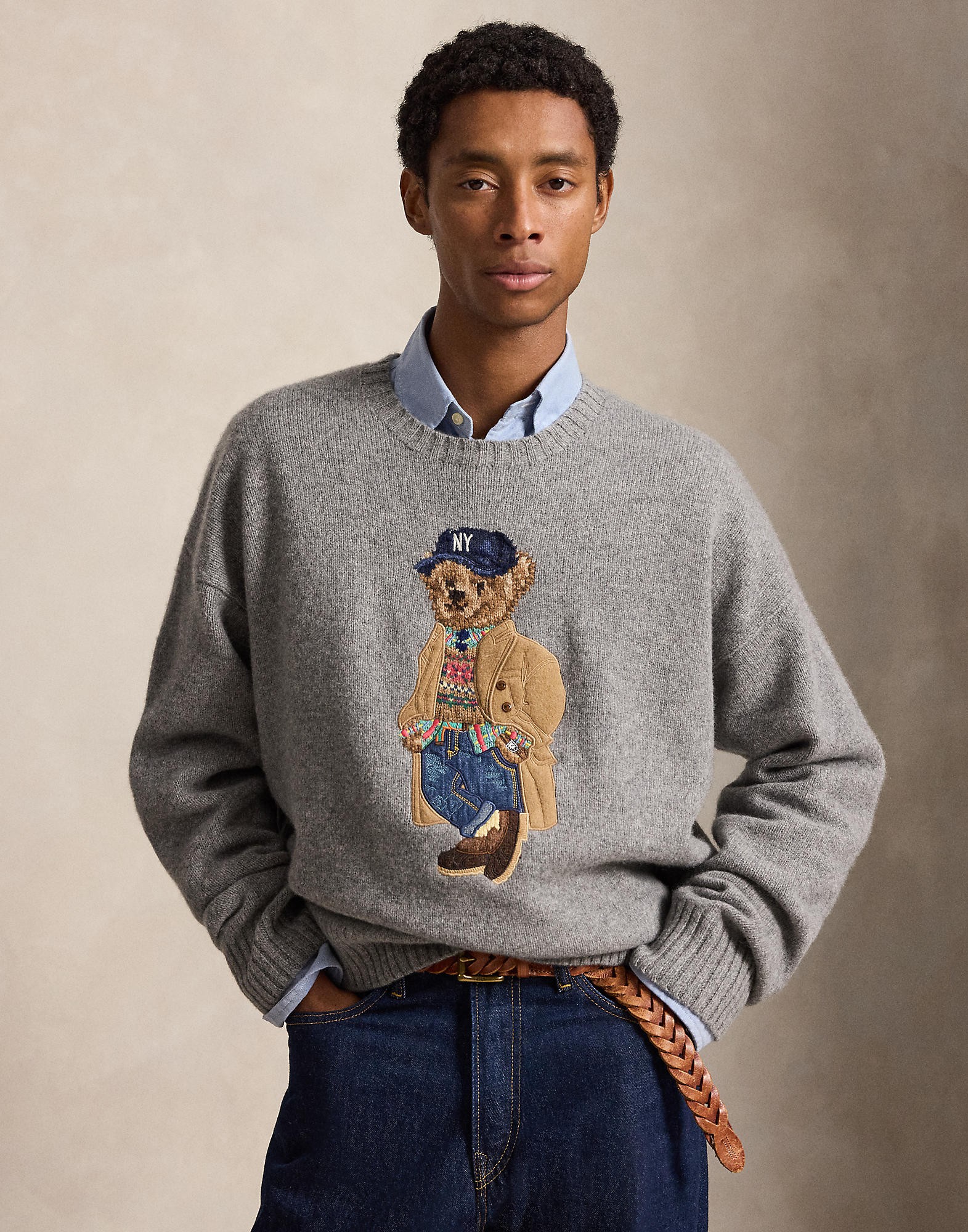 Relaxed Fit Polo Bear Sweater