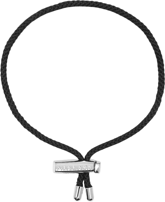 Men's Black String Bracelet With Adjustable Stainless Steel Lock