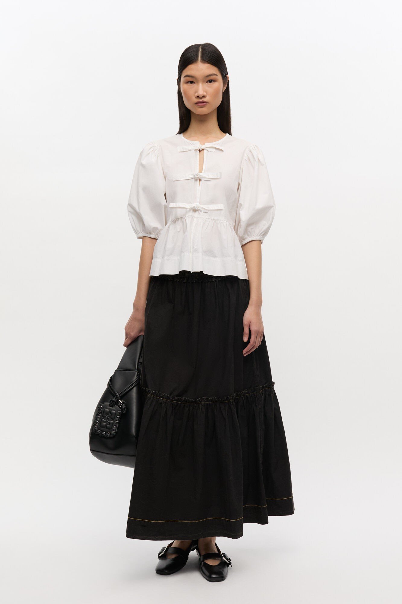Garment Dyed Cotton Smock Maxi Skir