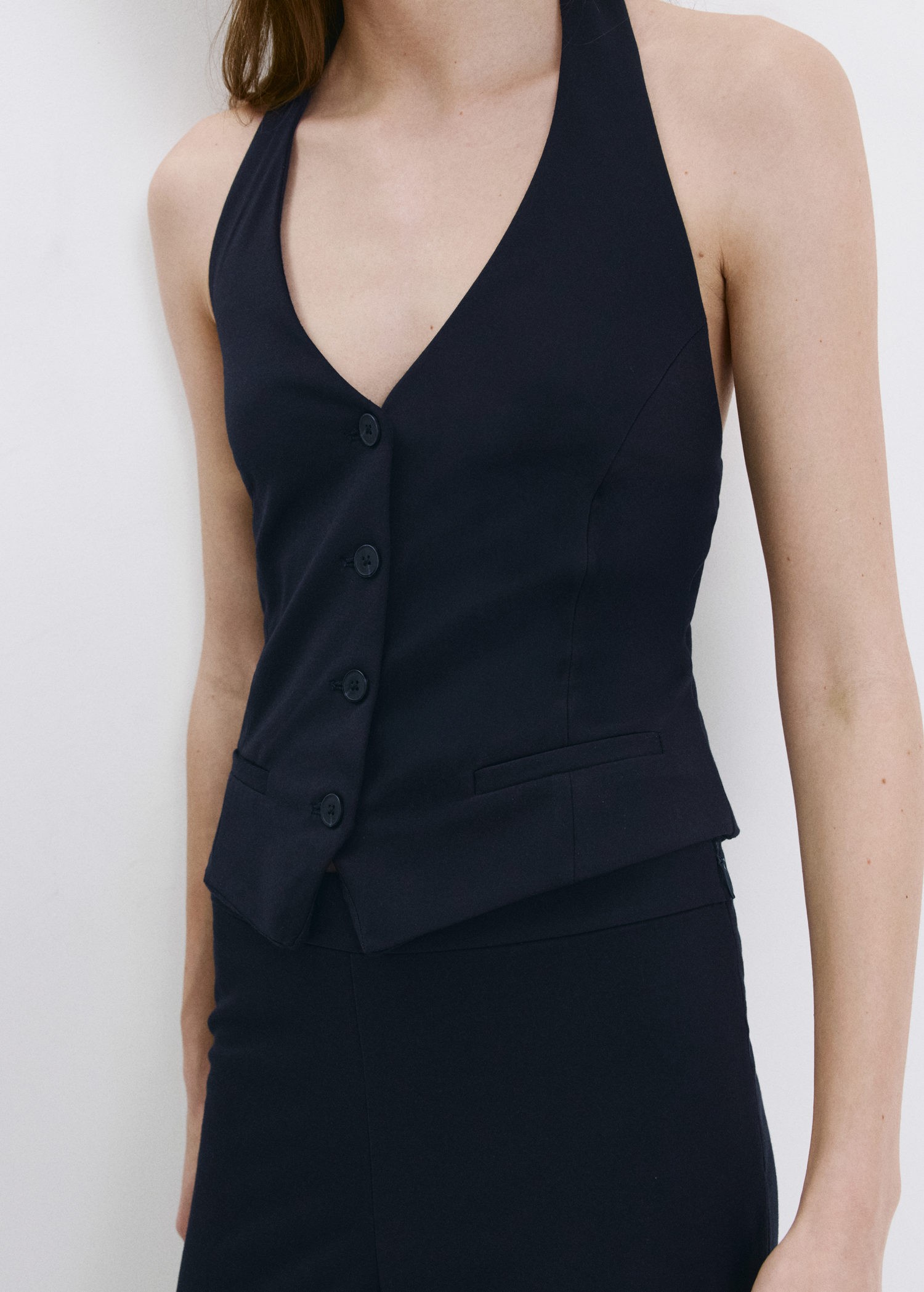 Halterneck Gilet With Buttons