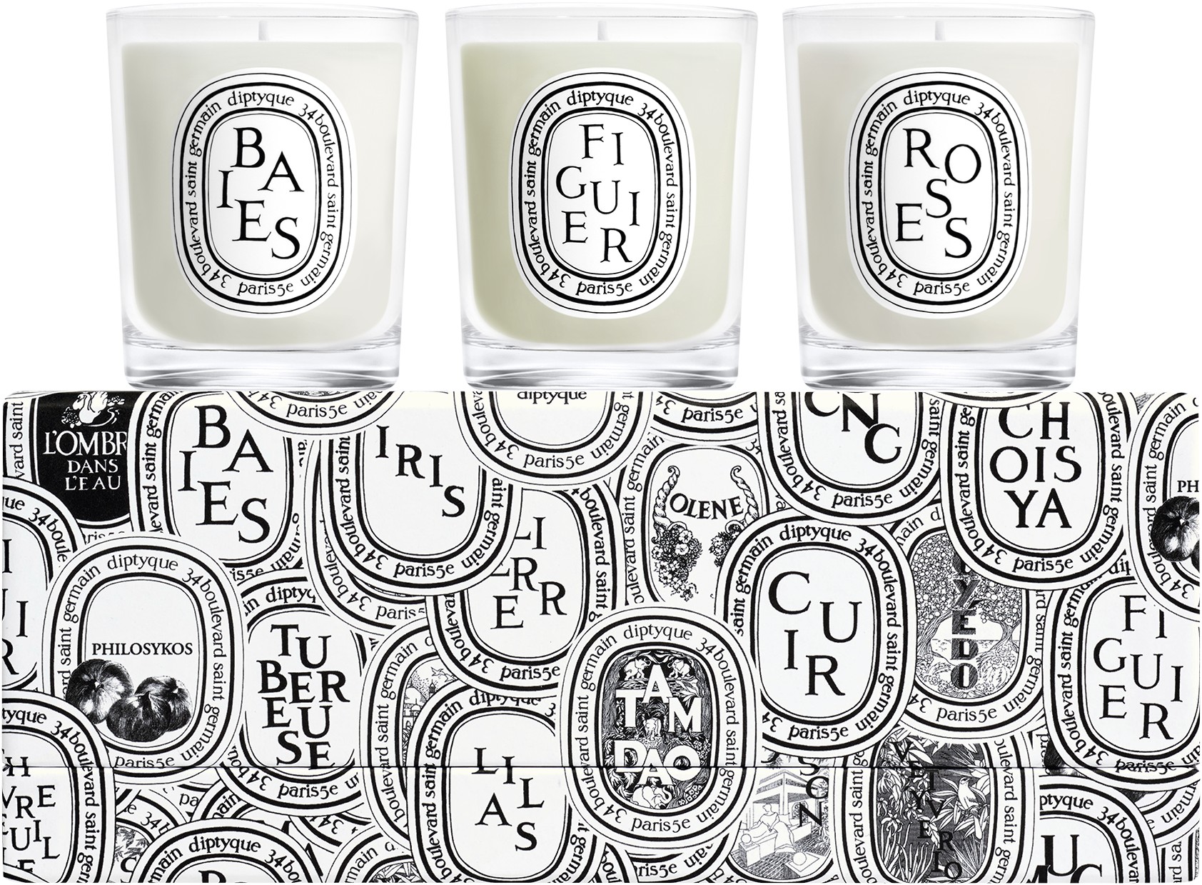 Set of 3 Mini Candles Baies Figuier Roses 3x70g / 3x2,4oz