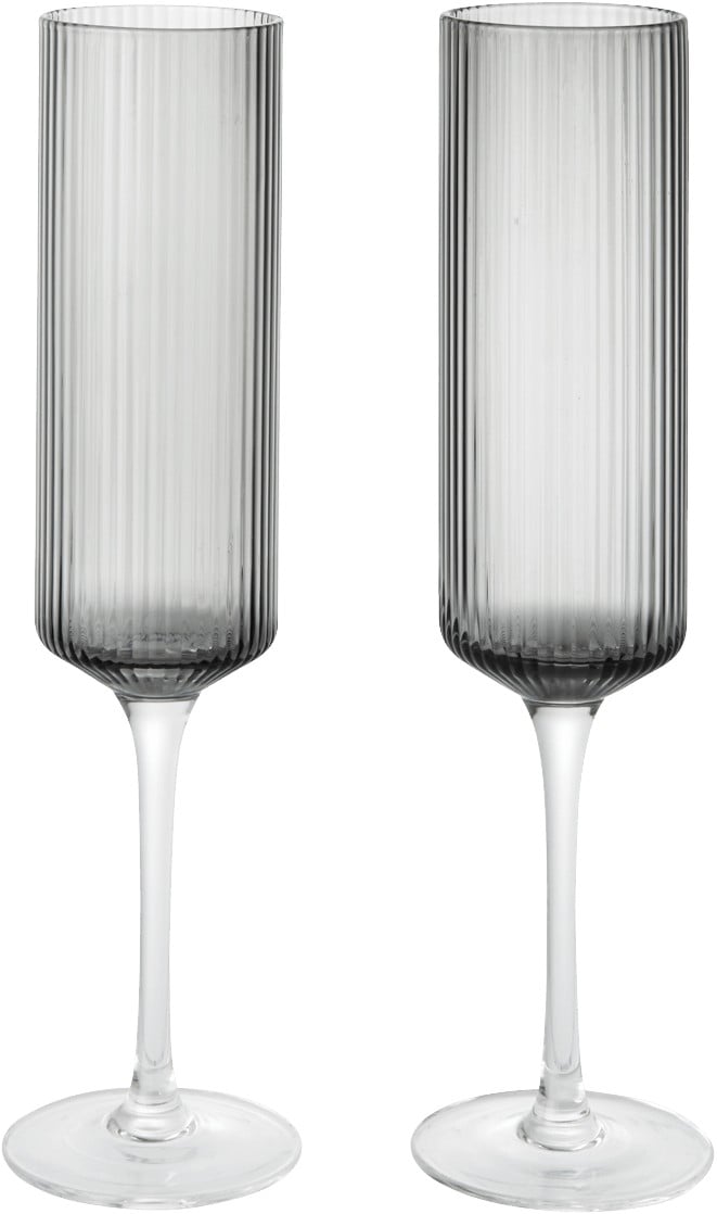 Ripple Champagne Flutes Set of 2 - Smoked Grey