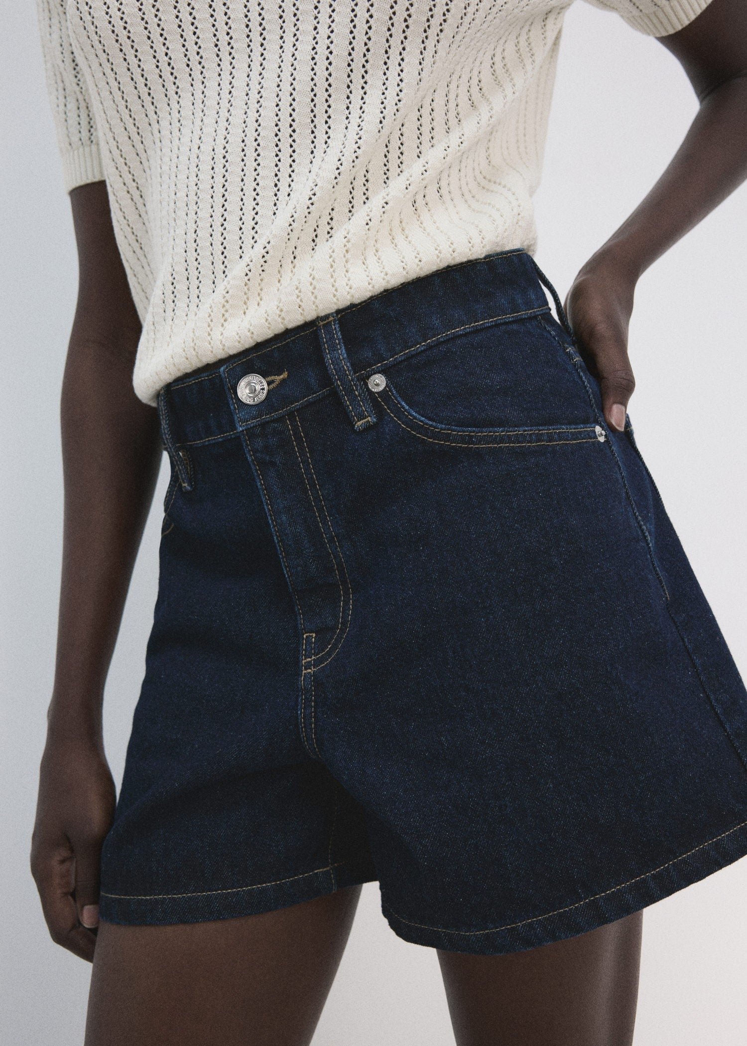 Straight Midrise Denim Shorts