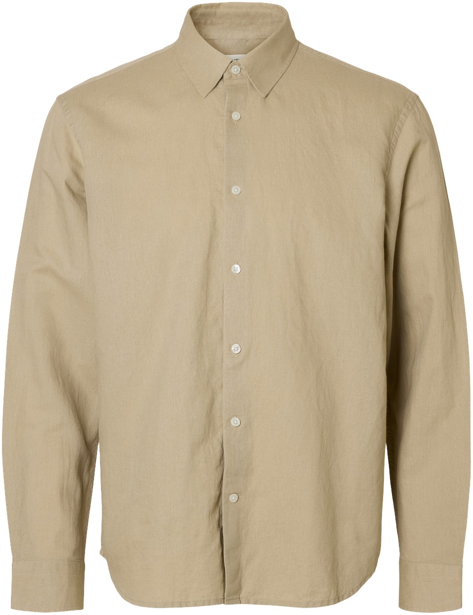 Slhregclay Linenblend LS Shirt CLA