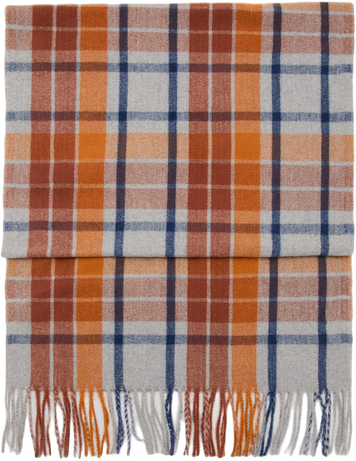 Check Scarf With Fringed Ends
