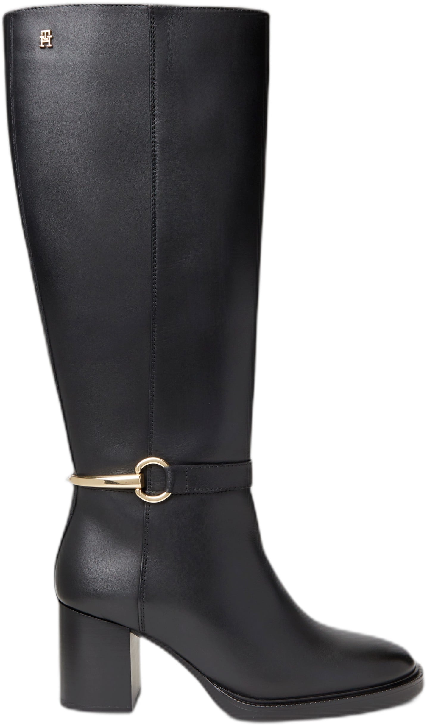 Leather Block Heel Riding Boots