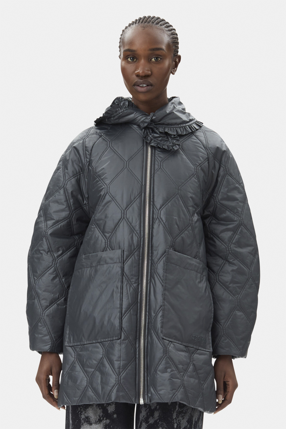 Shiny Quilt Midi Jacket