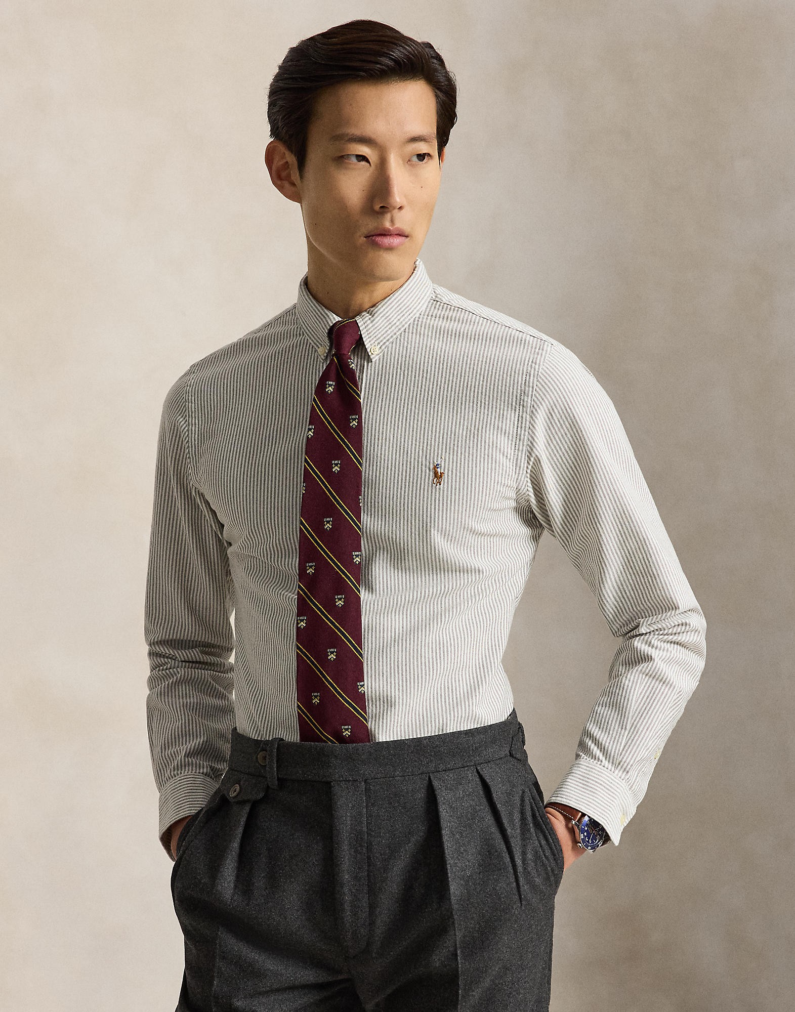 Custom Fit Striped Oxford Shirt