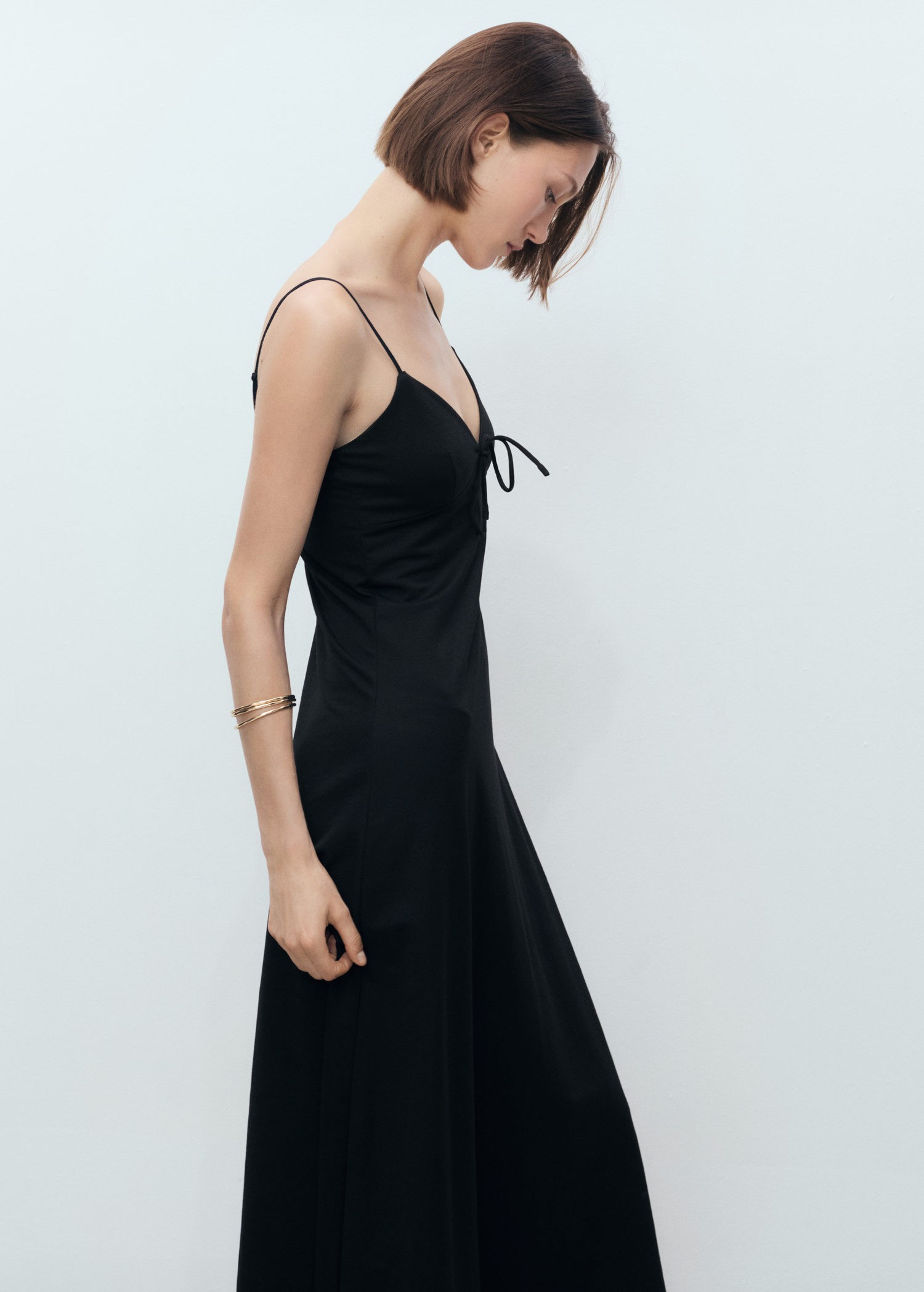 Long Dress With bow Neckline