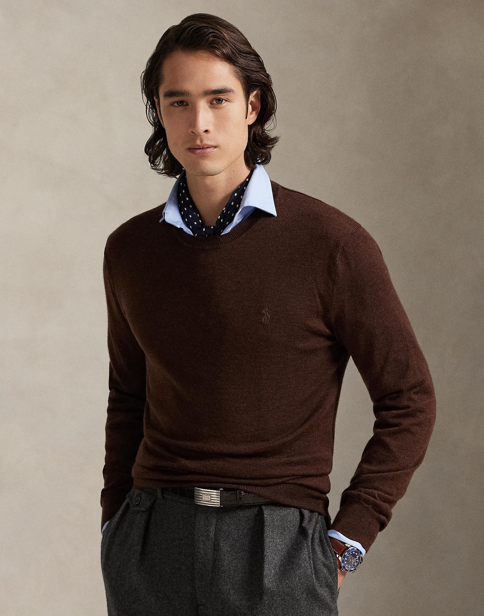 Slim Fit Washable Wool Crewneck Sweater