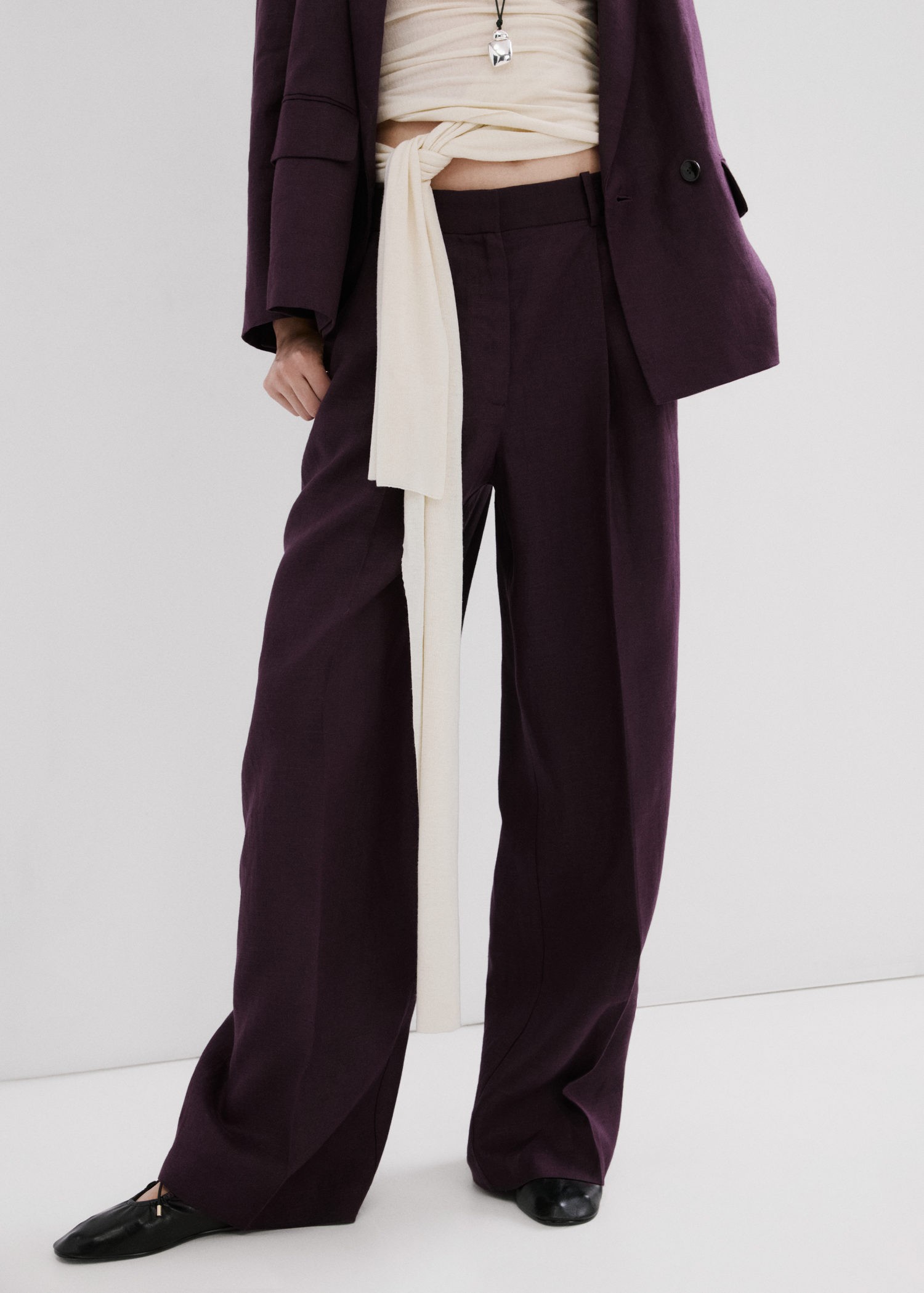 Straightfit Linen Suit Trousers