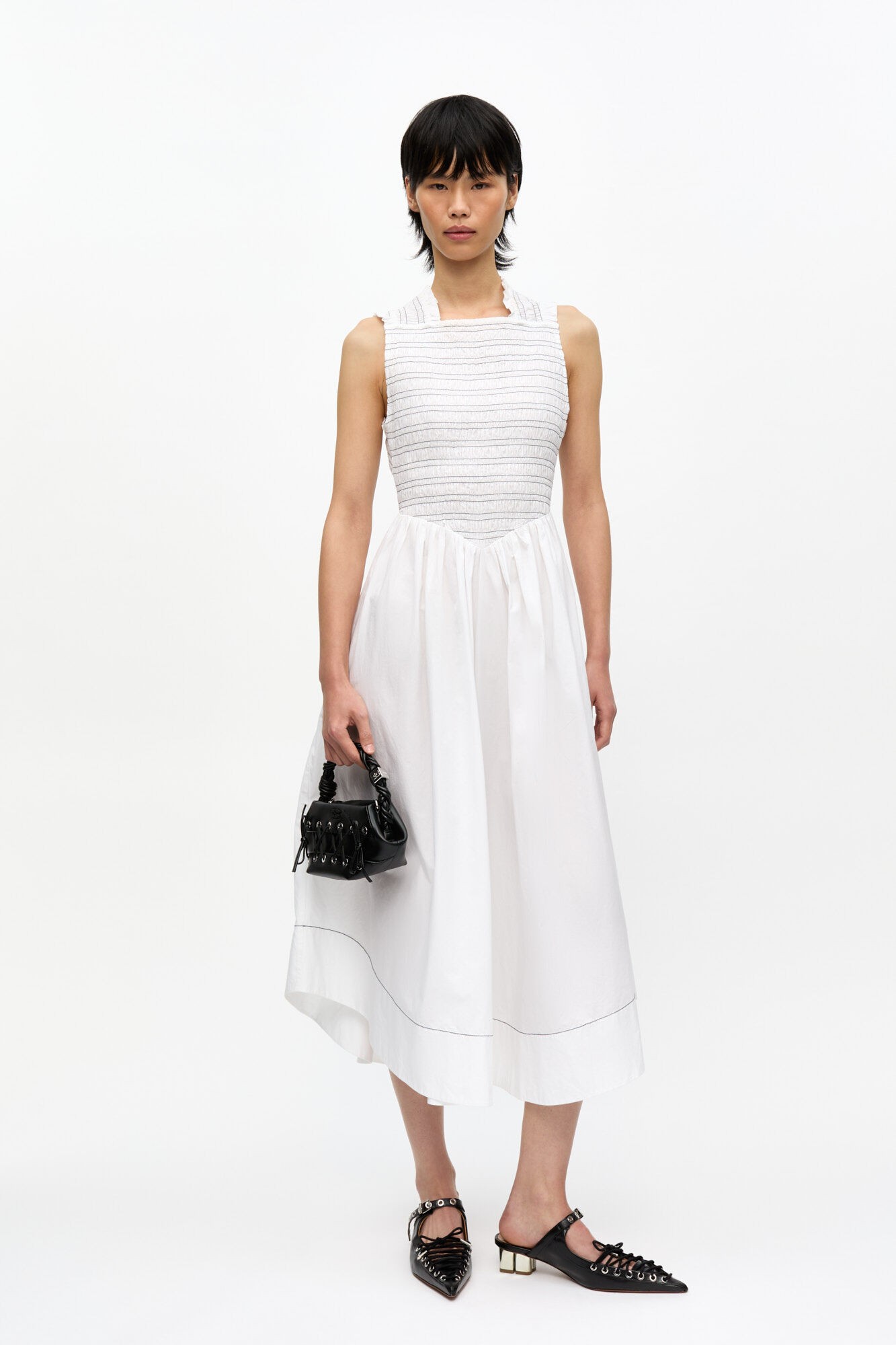 Washed Stretch Cotton Smock Midi St