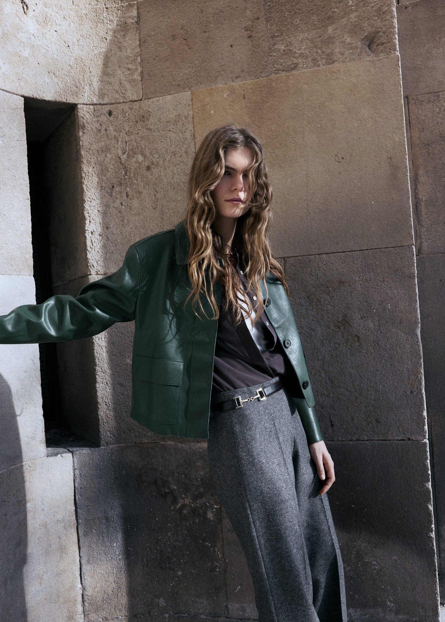 Fauxleather Jacket With Pockets