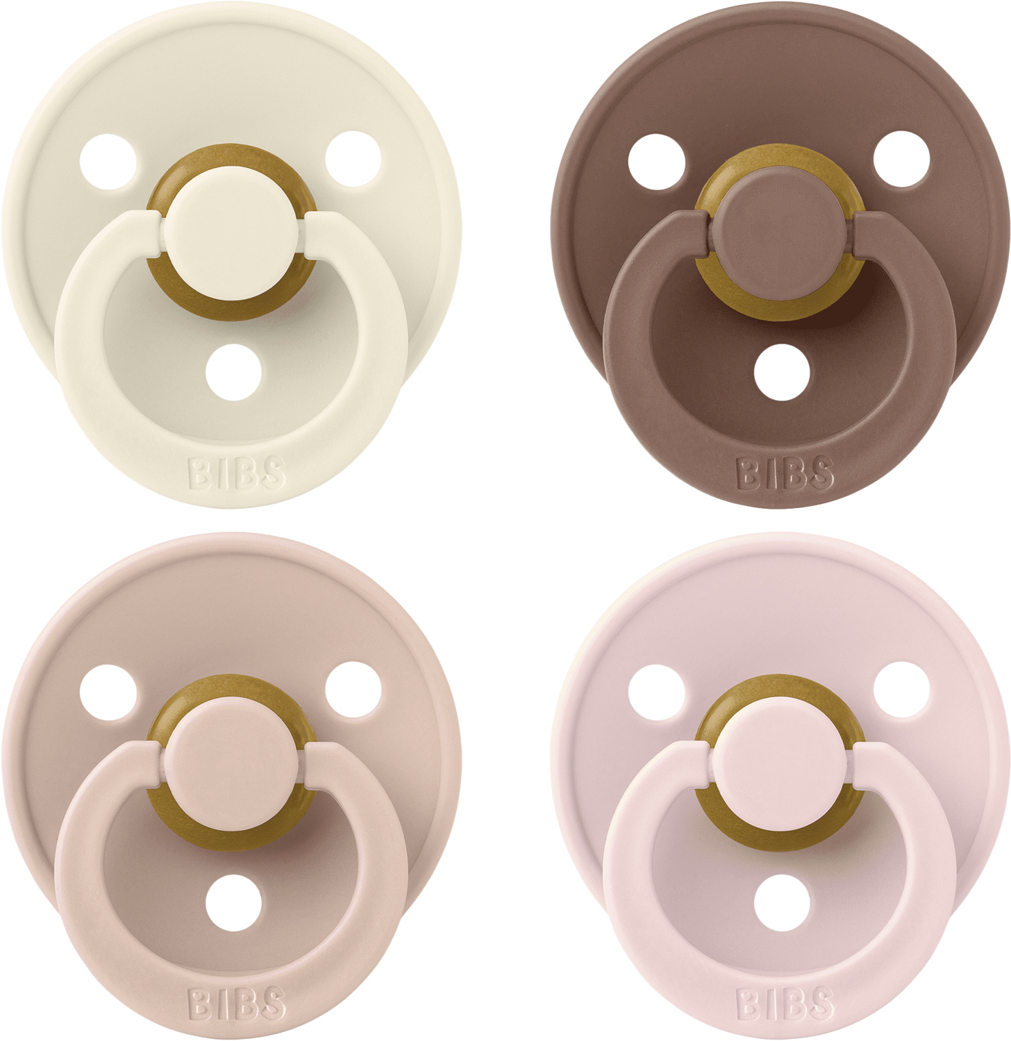 Bibs Pacifier Colour 4 Pack Latex Size 2 Ivory/blush/woodchu