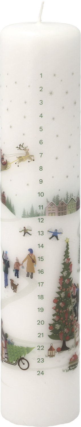 Kalenderlys Vinter 5 x 25 cm Hvid Paraffin