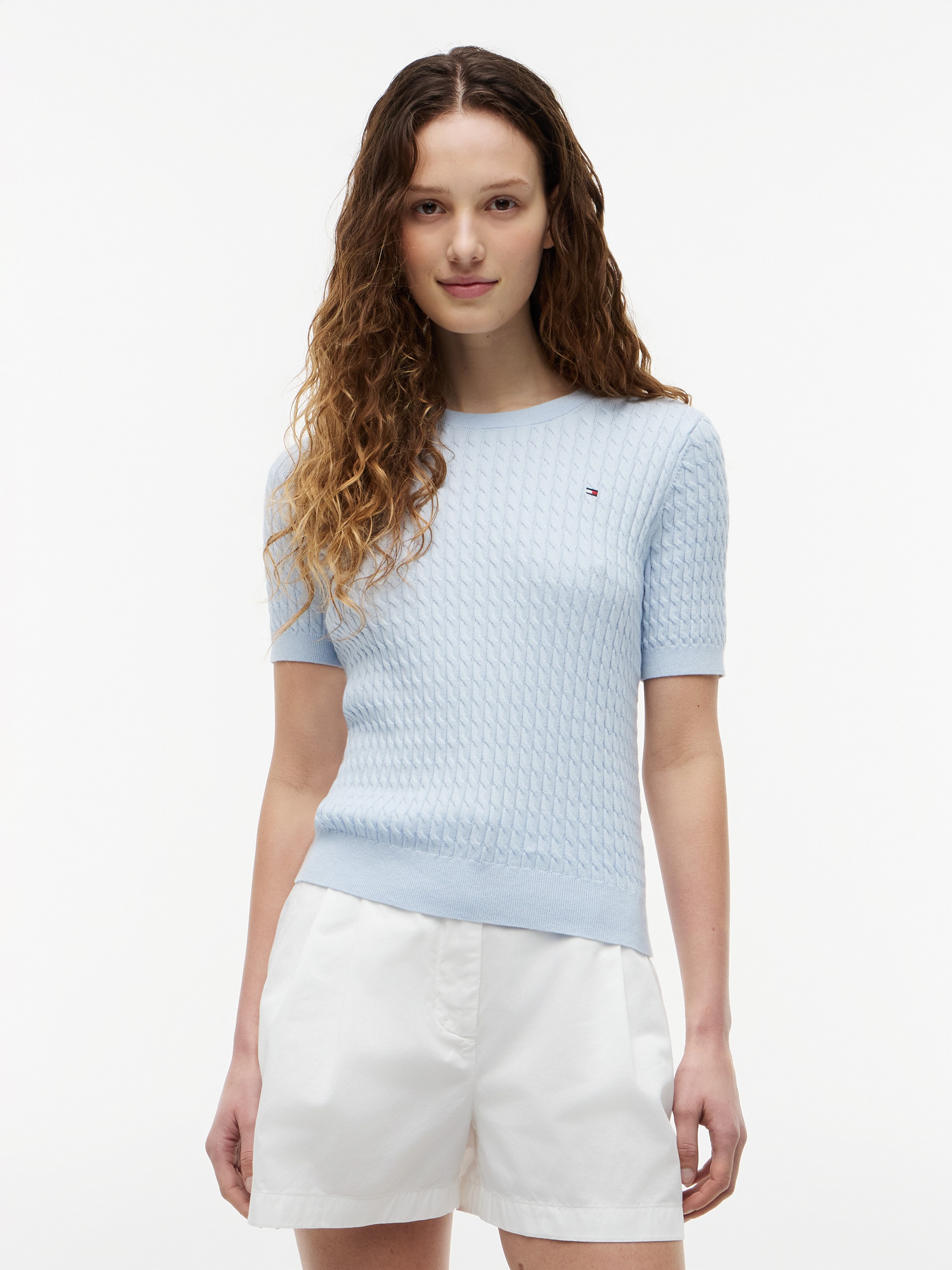 Cable Knit Short Sleeve Jumper - Køb til DKK 699 - Spar 30%