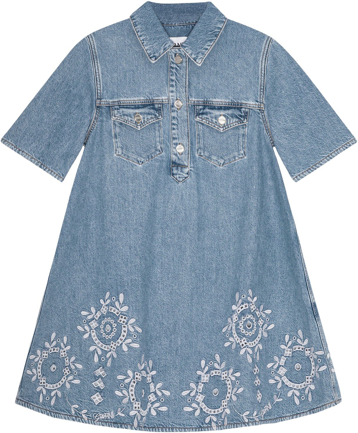 Broderie Anglaise Denim Mini Dress