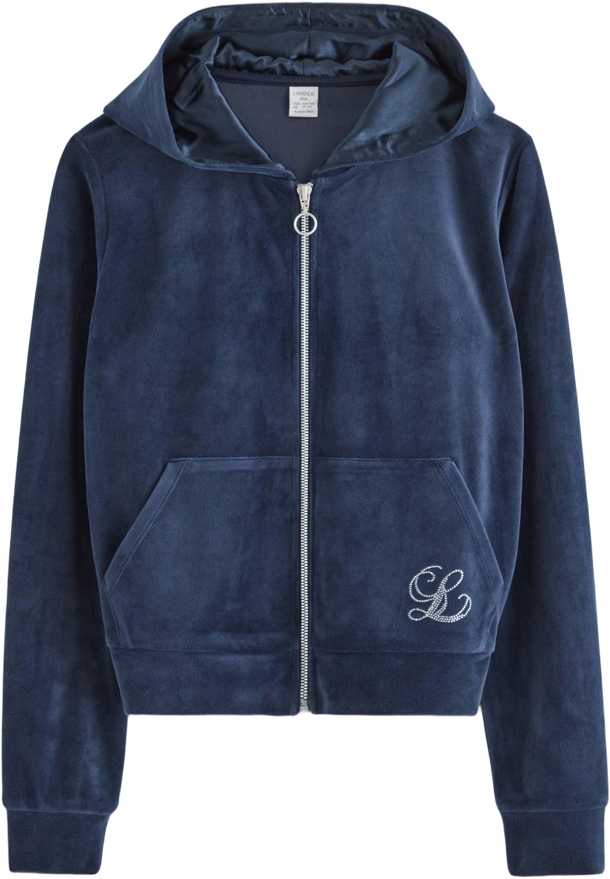 Velour Hoodie With Kangaroo Pockets