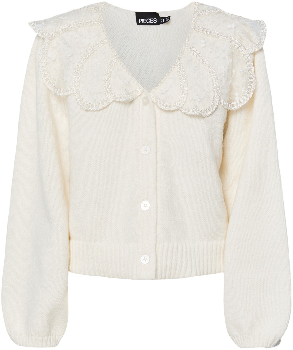 Pcabby LS Lace Collar Knit Cardigan
