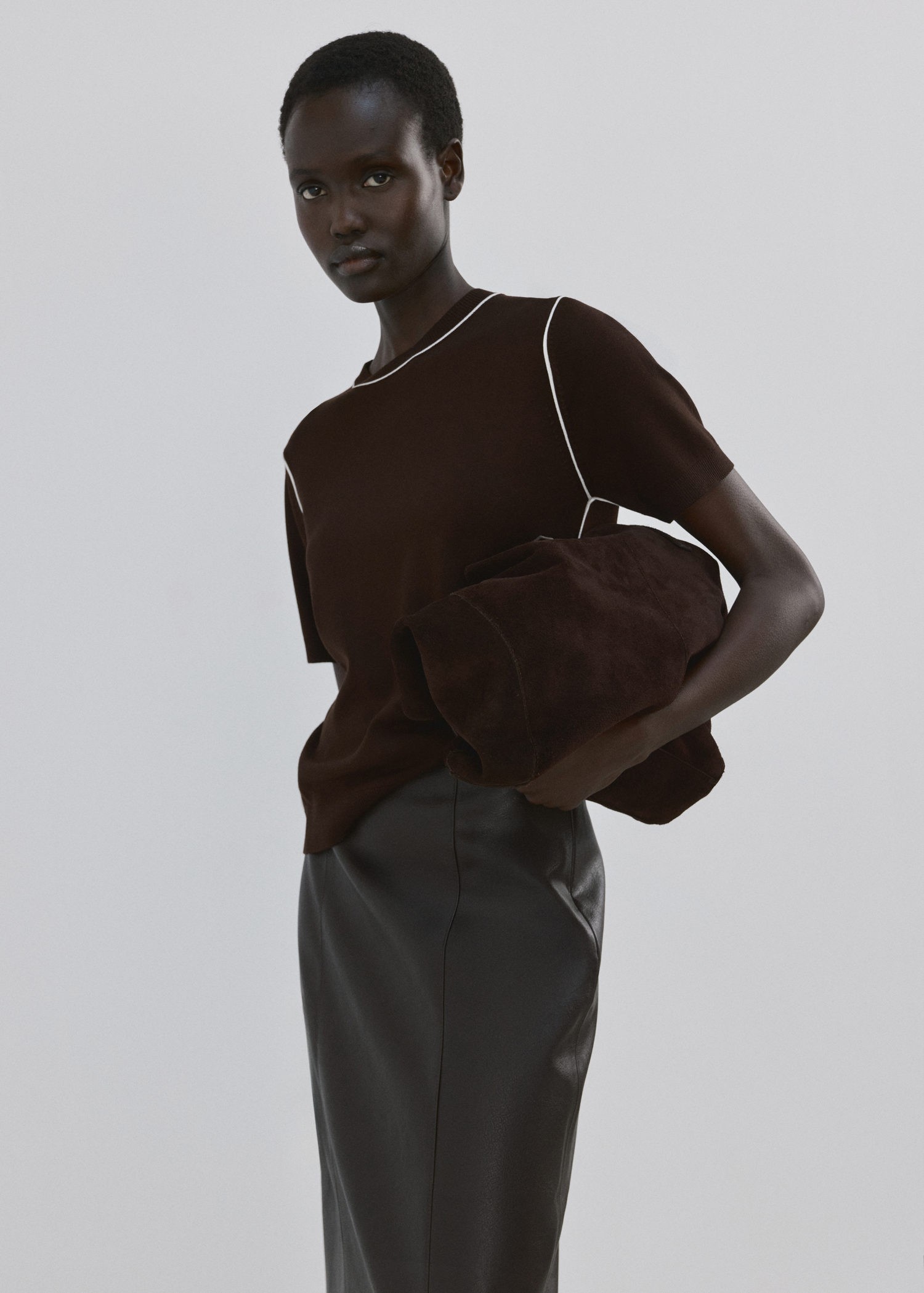 Fine Knit Sweater With Contrasting