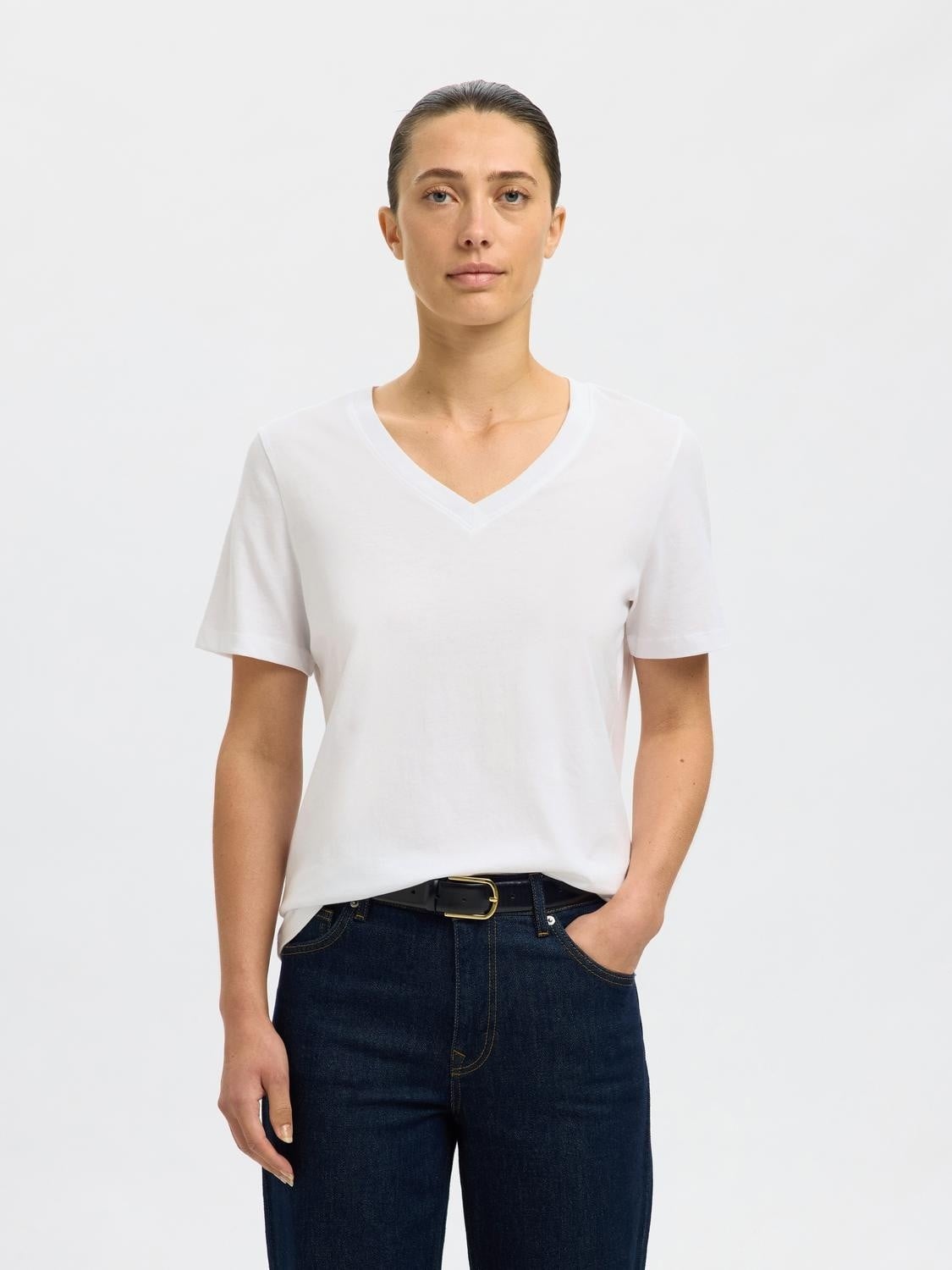 Slfessential SS Vneck TEE Noos