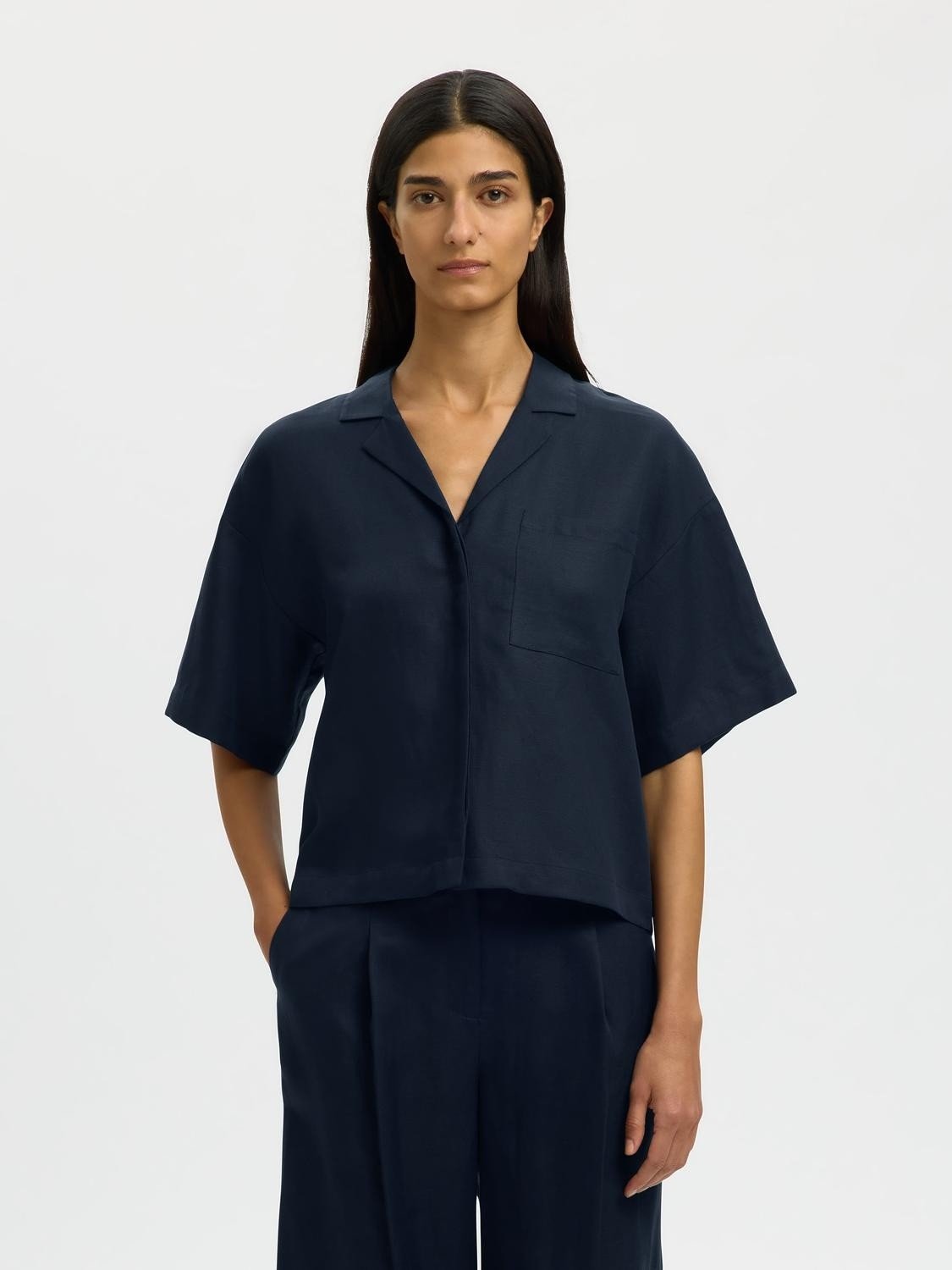 Slflyra 2/4 Boxy Linen Blend Shirt